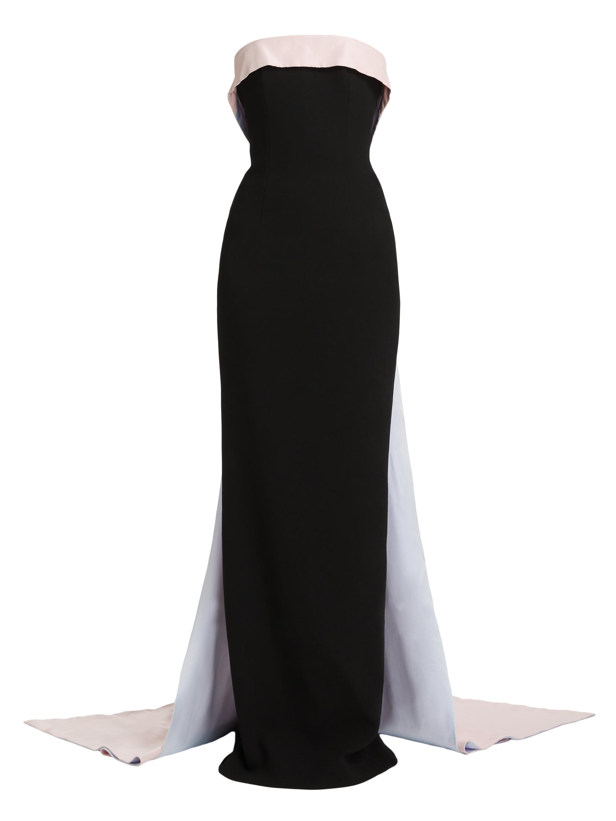 Sergio Hudson Women's Stretch-Crepe Strapless Train Gown - Black
