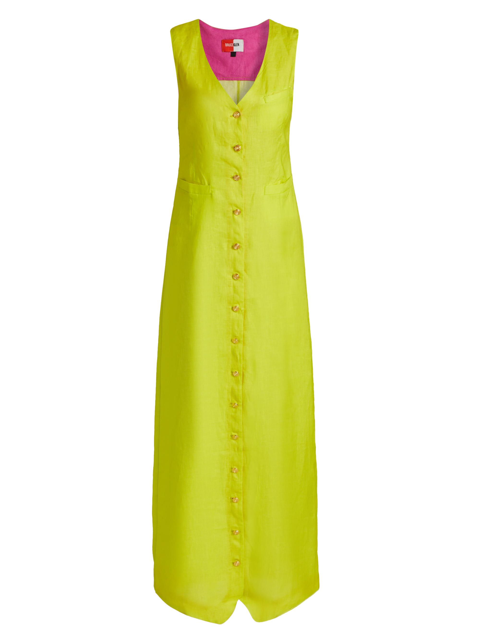 BruceGlen Women's Linen Vest Maxi Dress - Chartuese