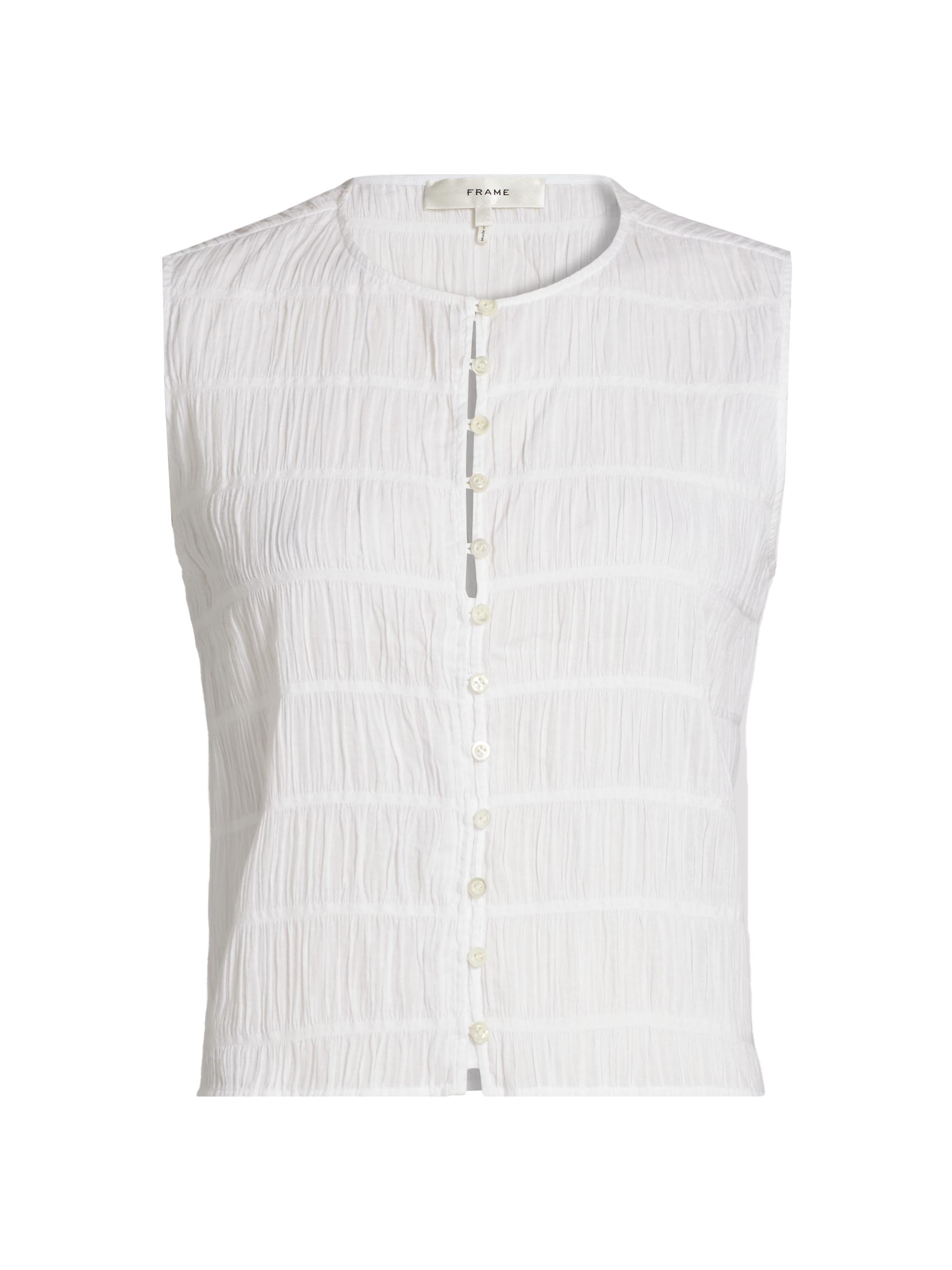 FRAME Women's Smocked Sleeveless Top - White