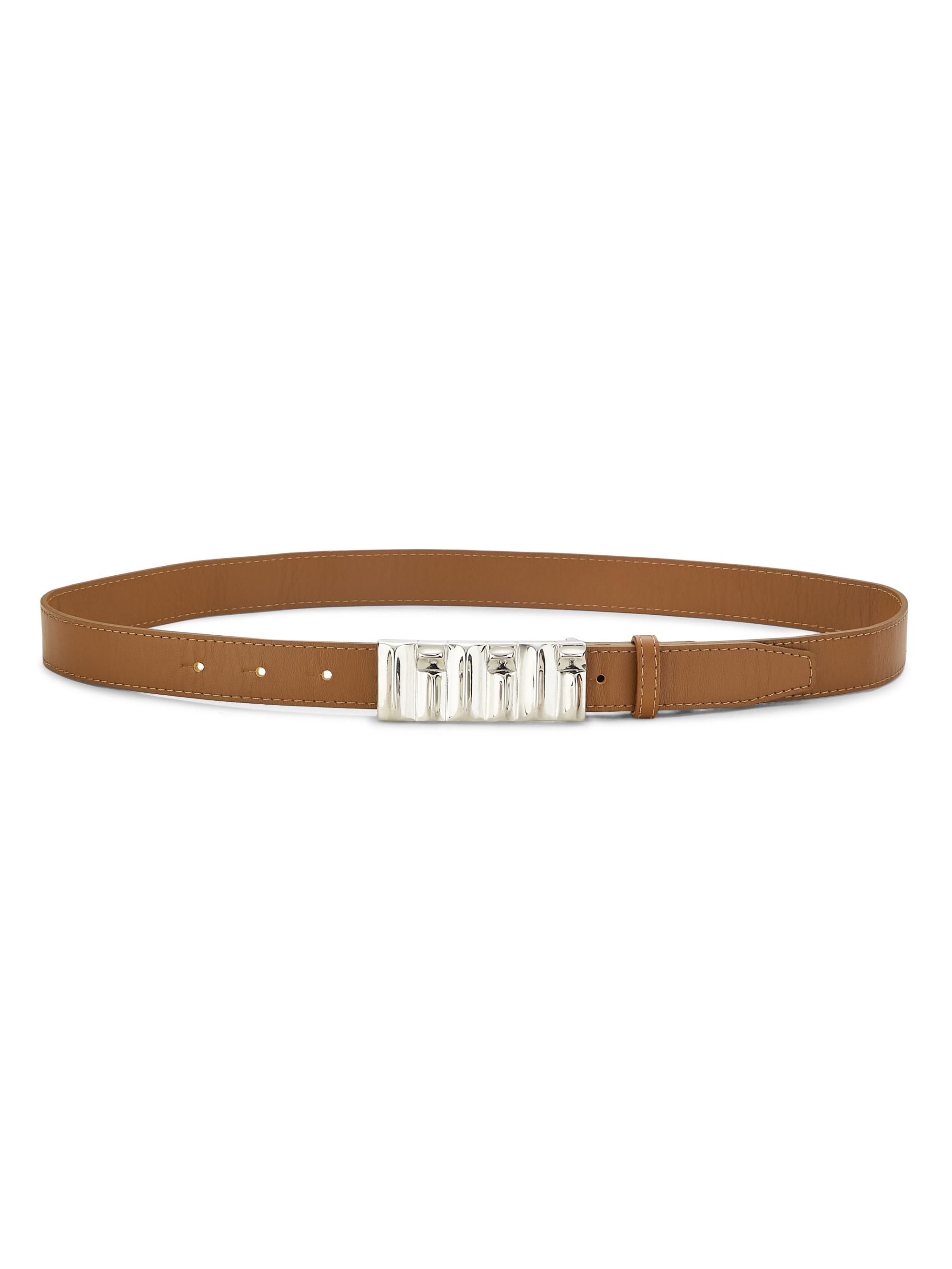 FRAME Women's Sculptural Leather Belt - Cognac