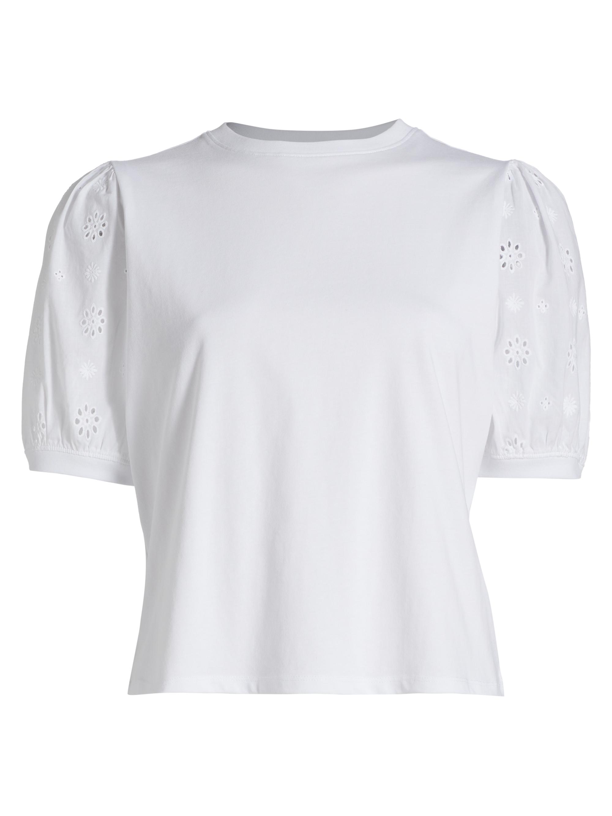 FRAME Women's The Lace-Sleeve T-Shirt - White