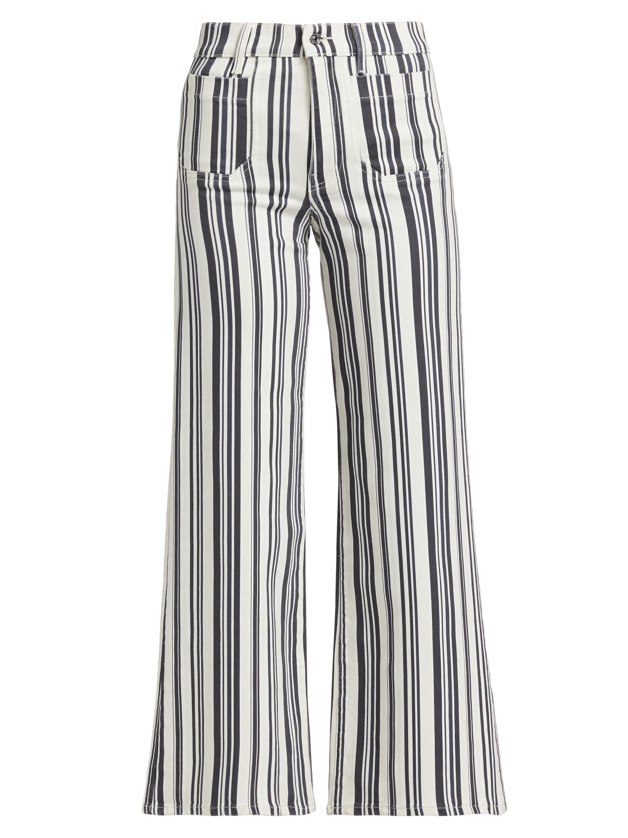 FRAME Women's Le Slim High-Rise Palazzo Jeans - Navy Stripe