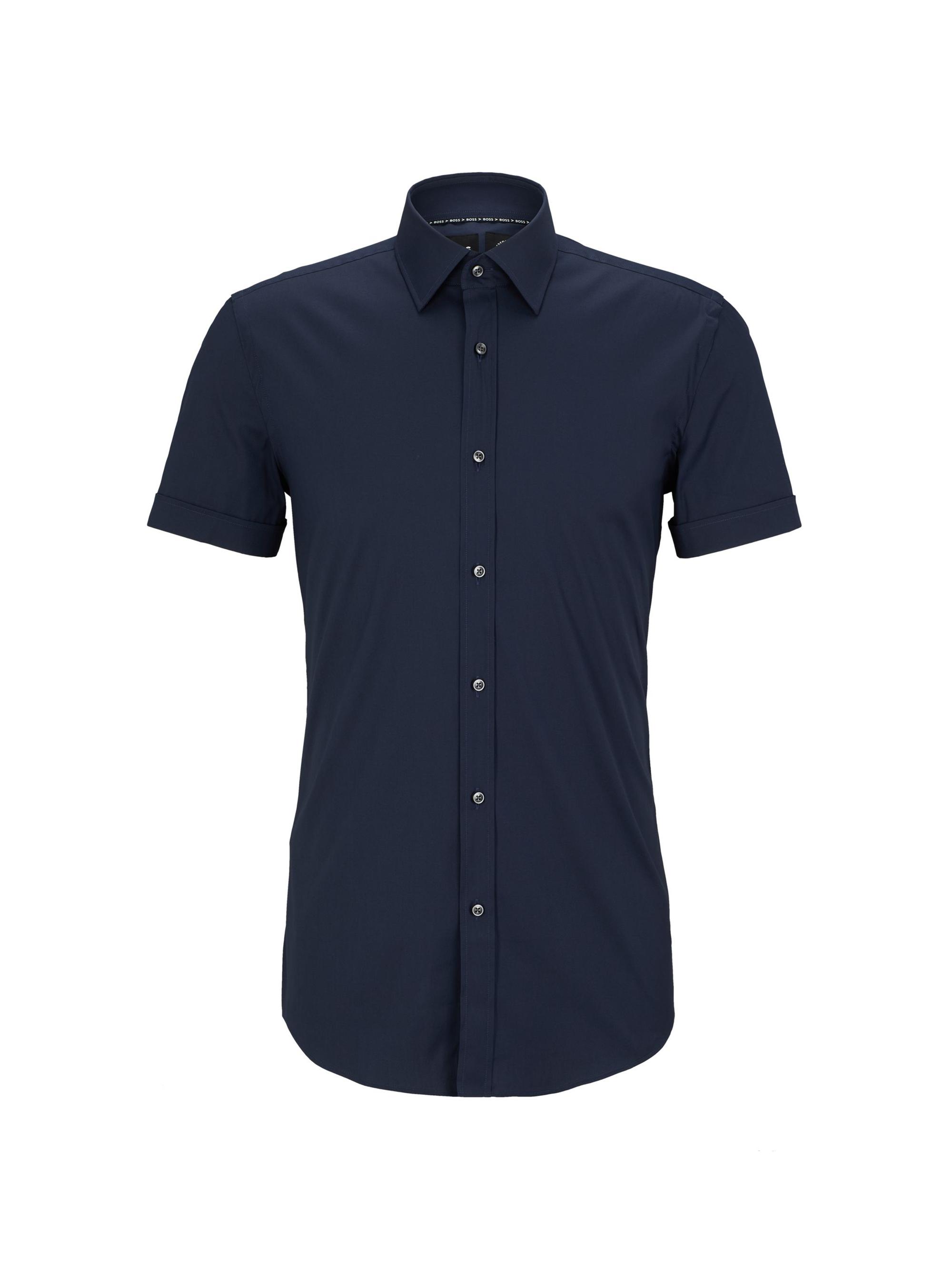 BOSS Men's Slim-Fit Shirt in Easy-Iron Stretch Poplin - Blue