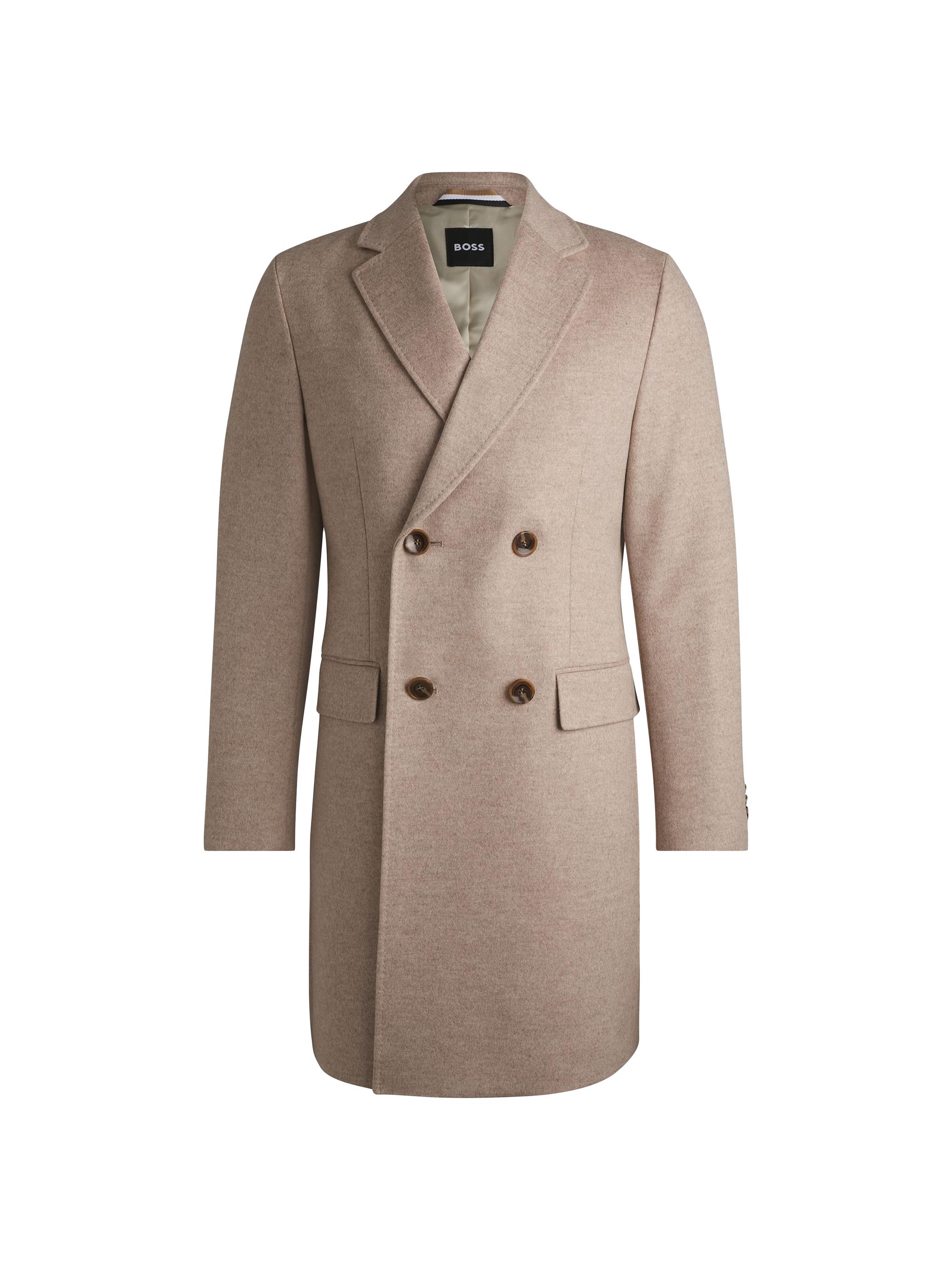BOSS Men's Slim-Fit Coat in Wool with Cashmere - Brown