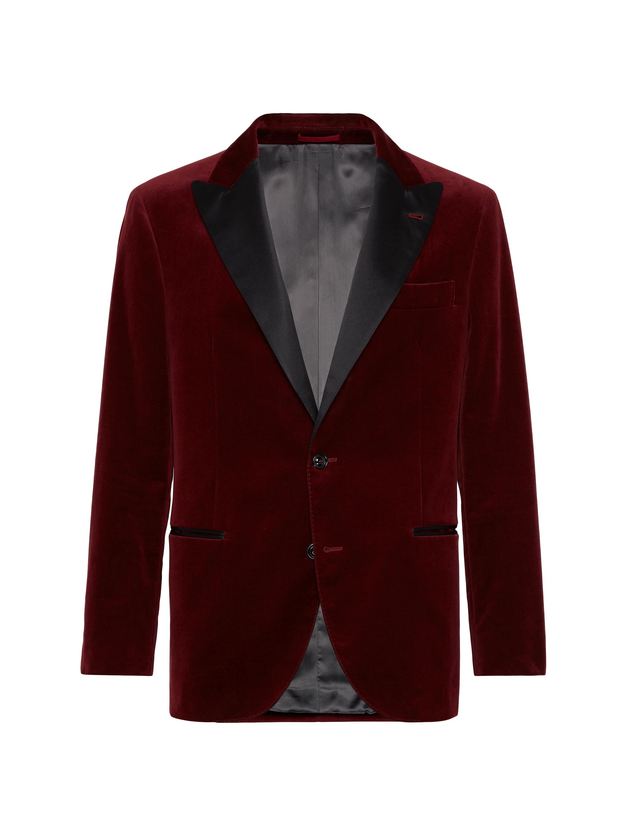 Brunello Cucinelli Men's Cotton Velvet Tuxedo Jacket with Peak Lapels - Wine