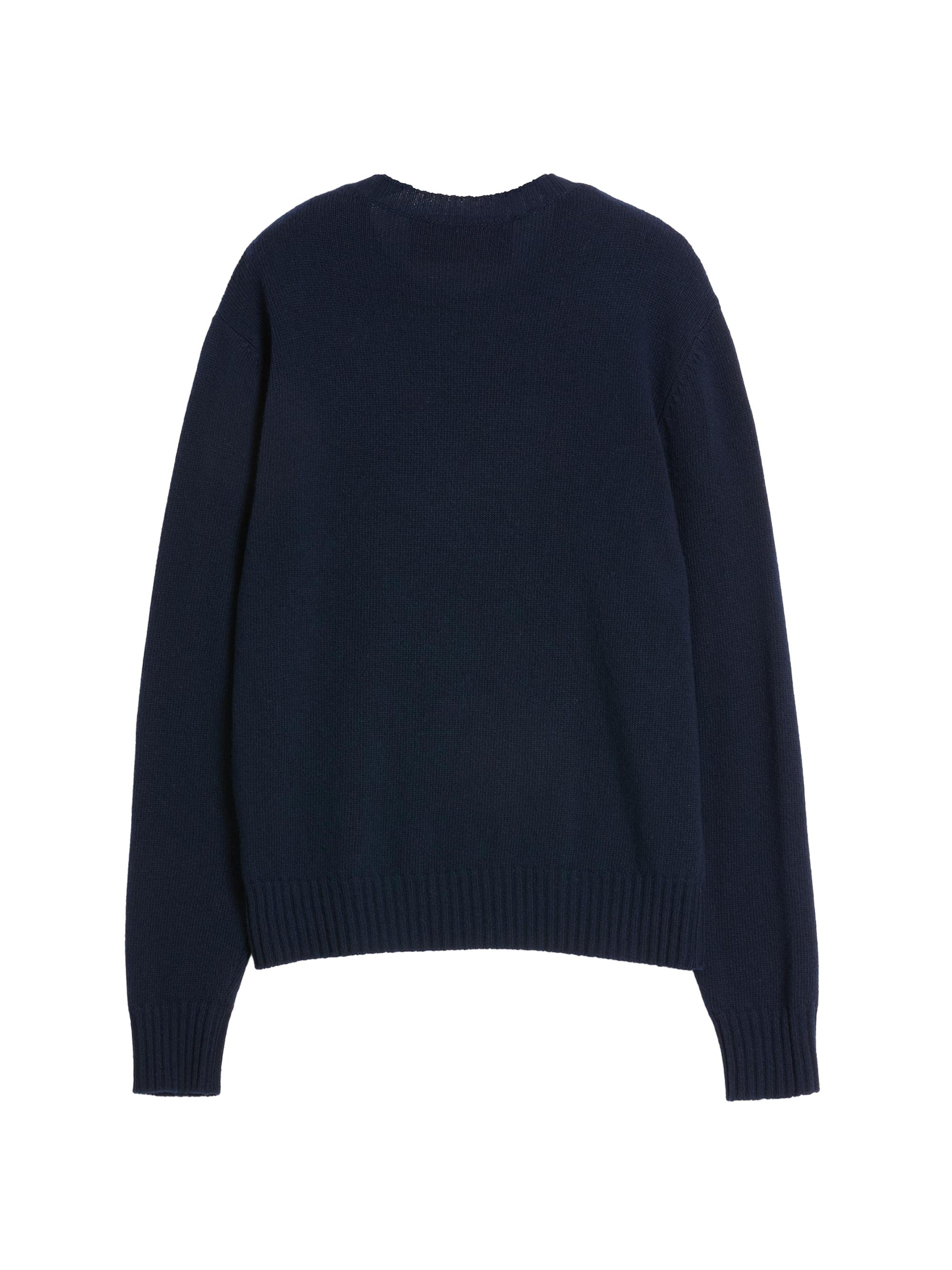 Valentino Garavani Men's Wool Crewneck Sweater with Embroidery - Indigo