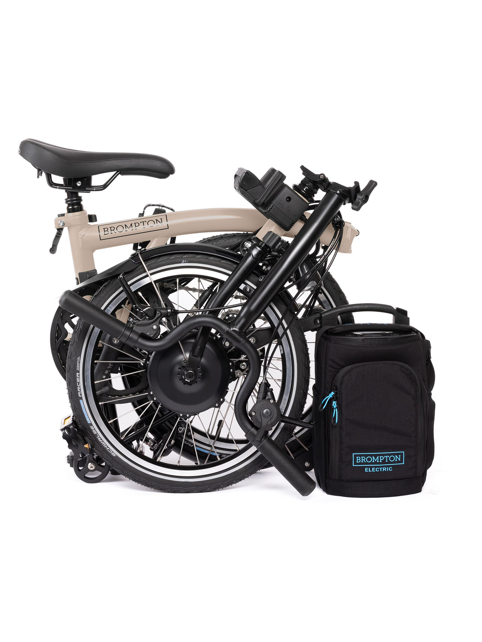 Brompton Bikes Electric C Line 12 Speed Mid Handlebar Folding Bike - Dune Sand
