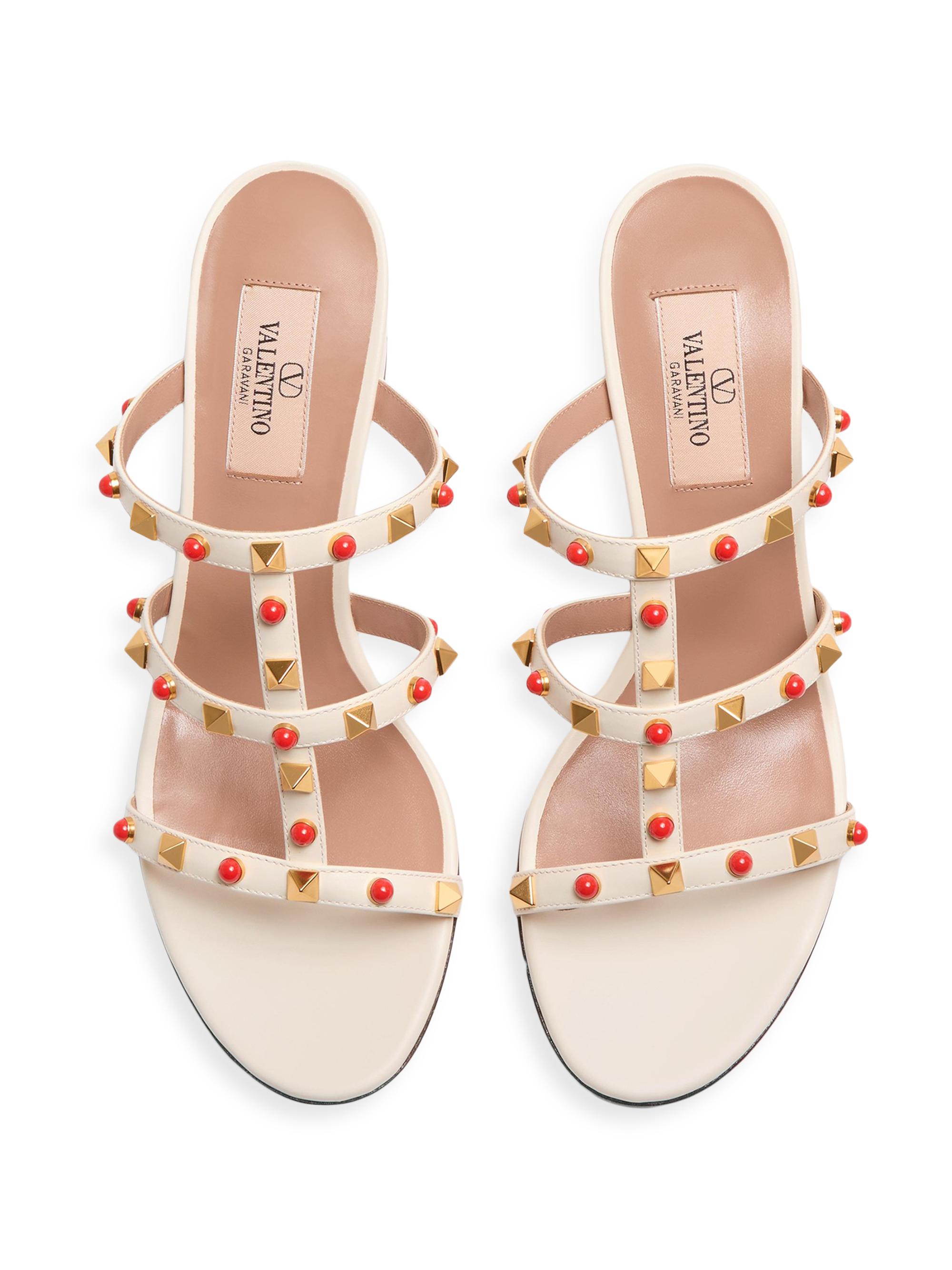 Valentino Garavani Rockstud Slide 60MM Sandals in Calfskin with