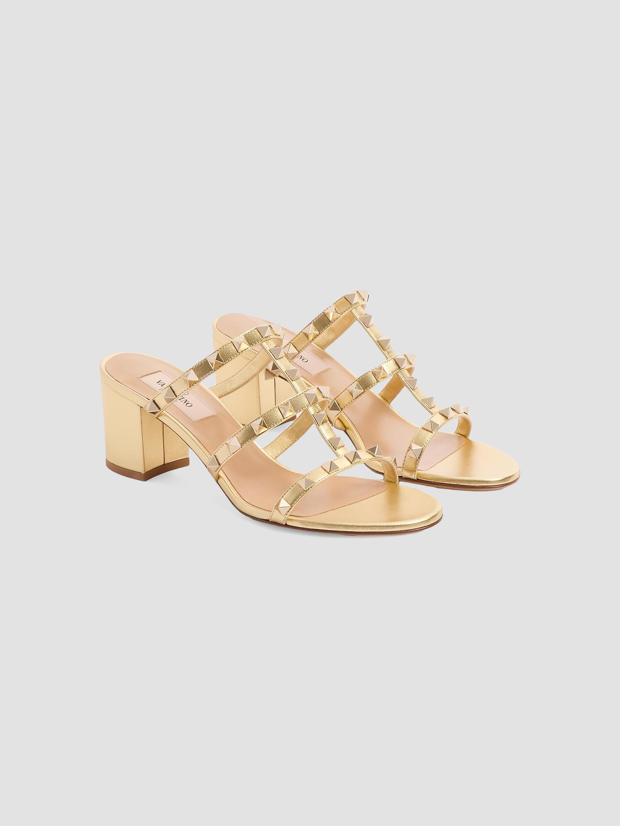 Valentino Garavani Rockstud Slide 60MM Sandals in Laminated Nappa