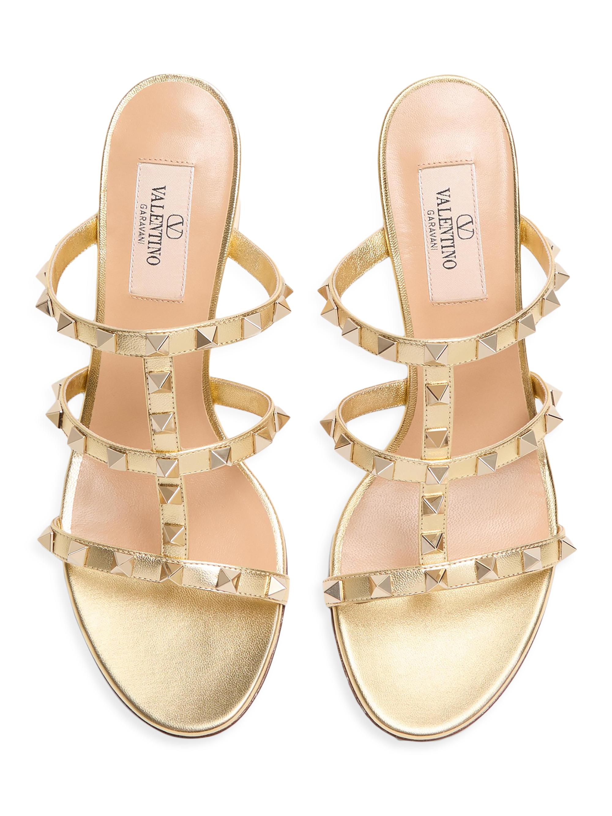 Valentino Garavani Rockstud 60MM Slide Sandals in Laminated Nappa