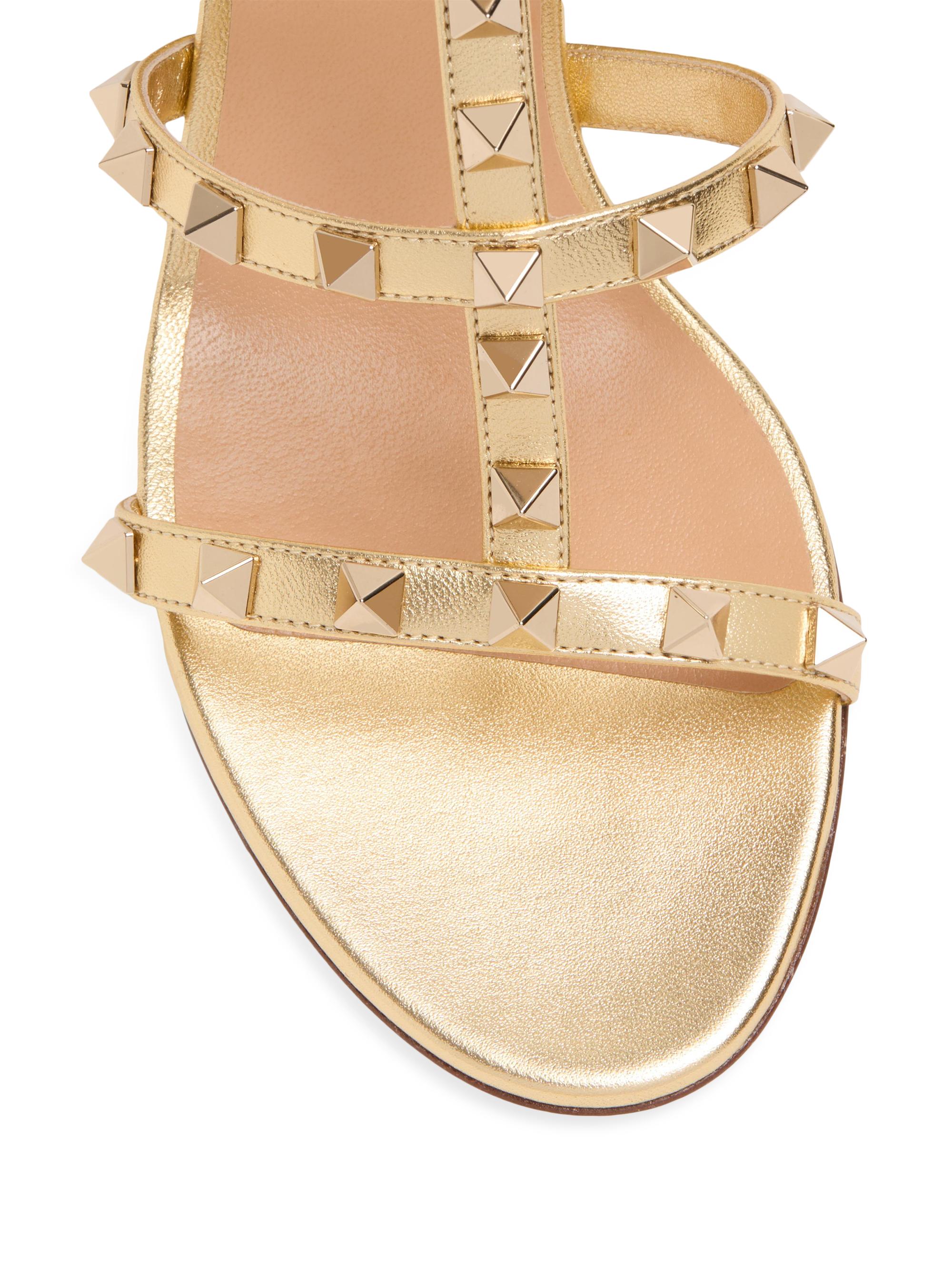 Valentino Garavani Rockstud 60MM Slide Sandals in Laminated Nappa