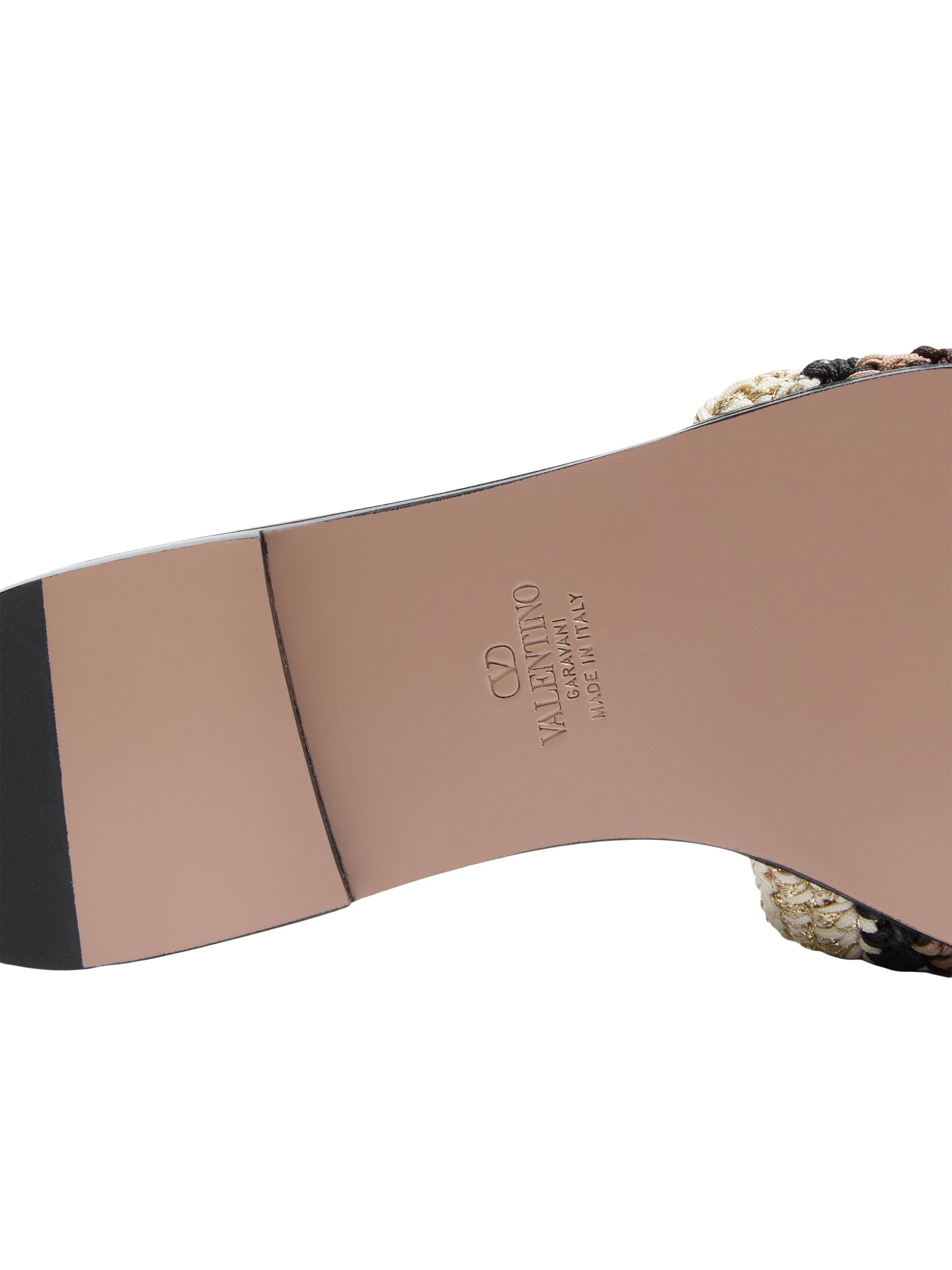 Valentino Garavani VLogo Signature Slide Sandals with Crochet