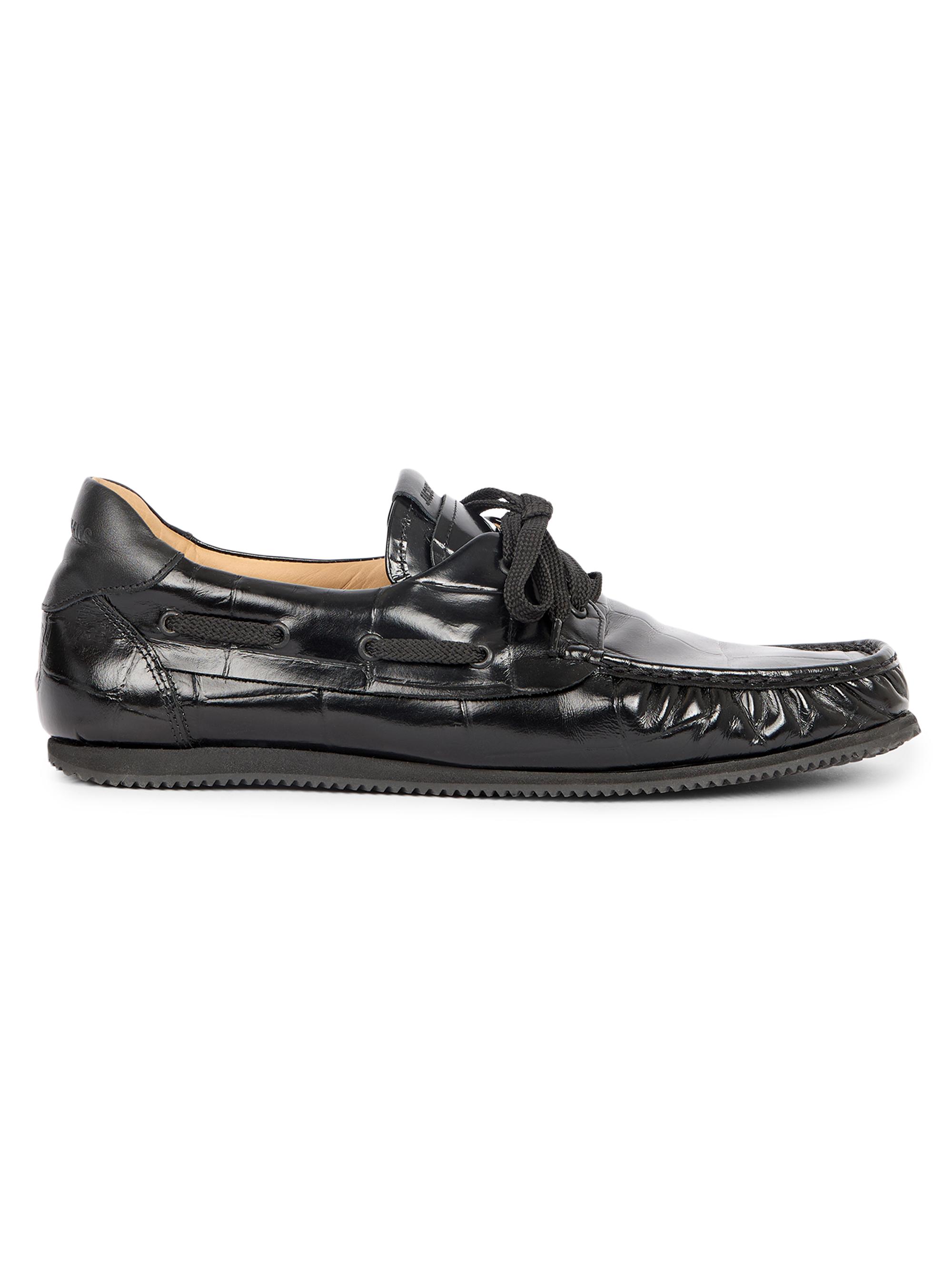Jacquemus Men's Les Batto Crocodile-Embossed Leather Loafers - Black