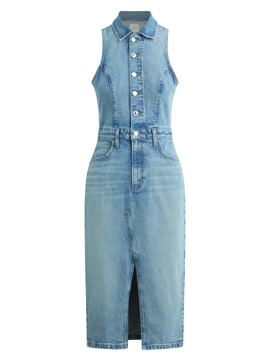 Favorite Daughter The Halter City Denim Midi-Dress - Santa Barbara - 24 (0)