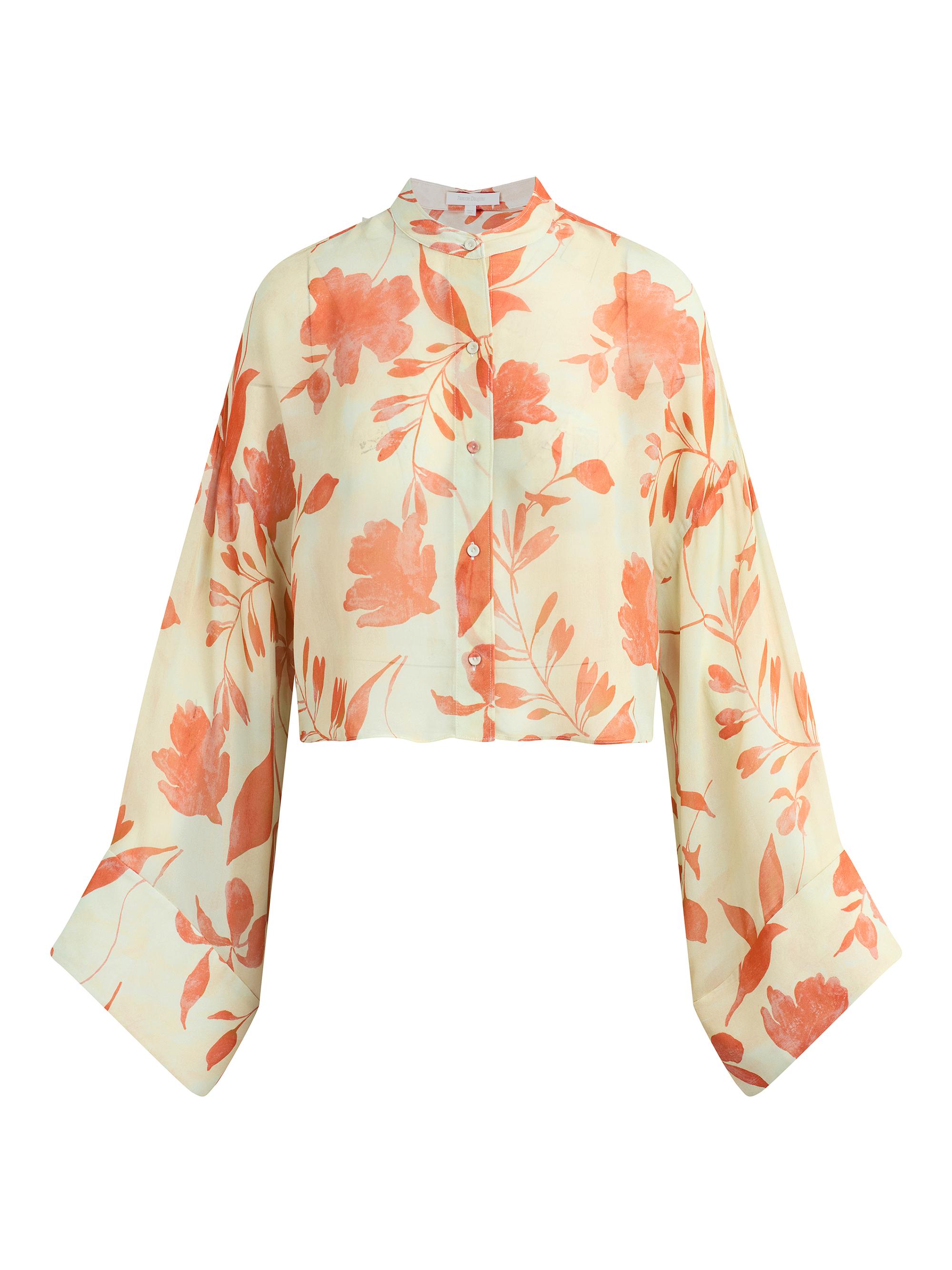 Favorite Daughter Women's The Belle Of The Ball Floral Crop Blouse - Moonbeam Floral