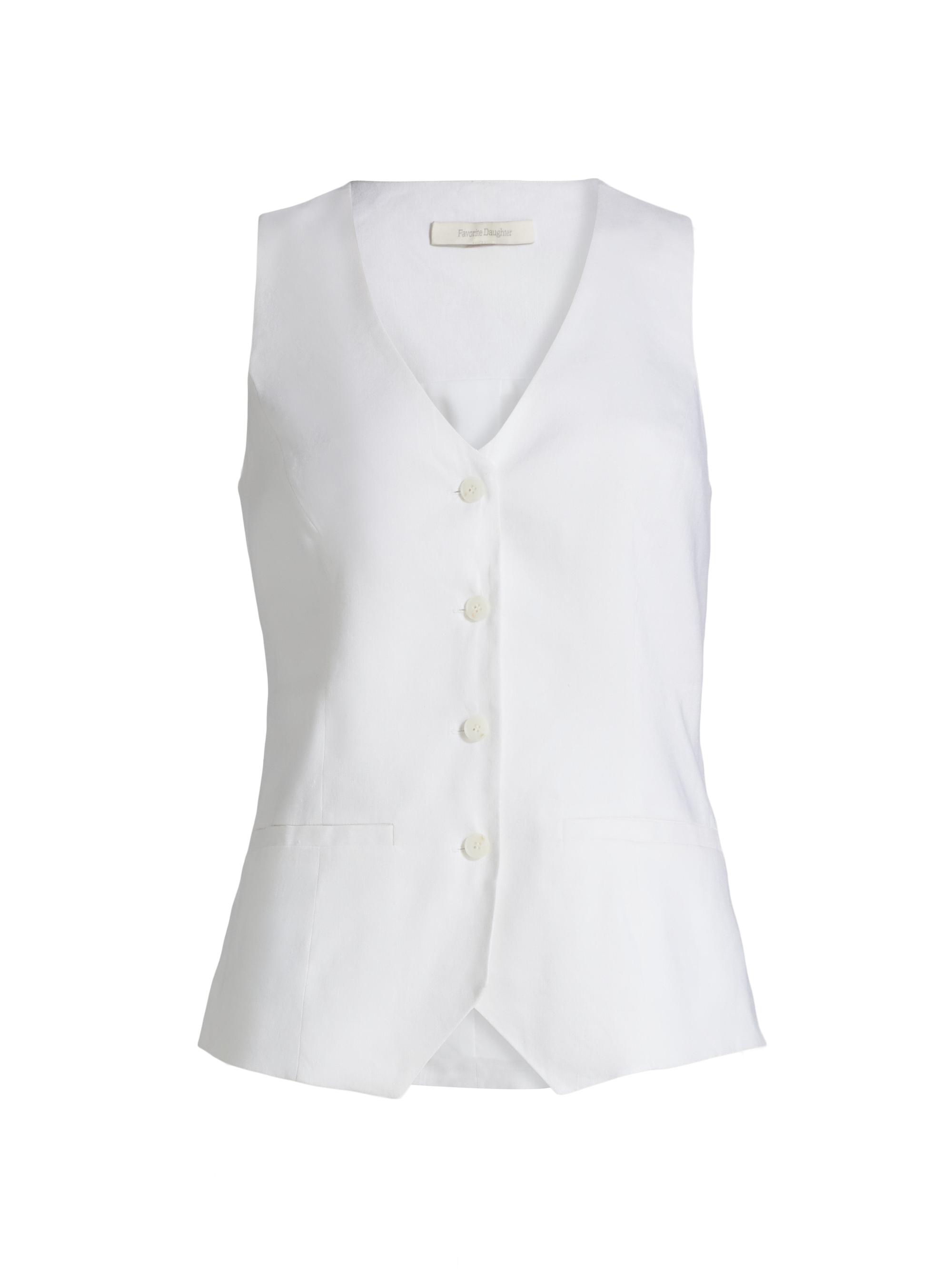 Favorite Daughter Women's The Jones Linen-Blend Button-Front Vest - Bright White