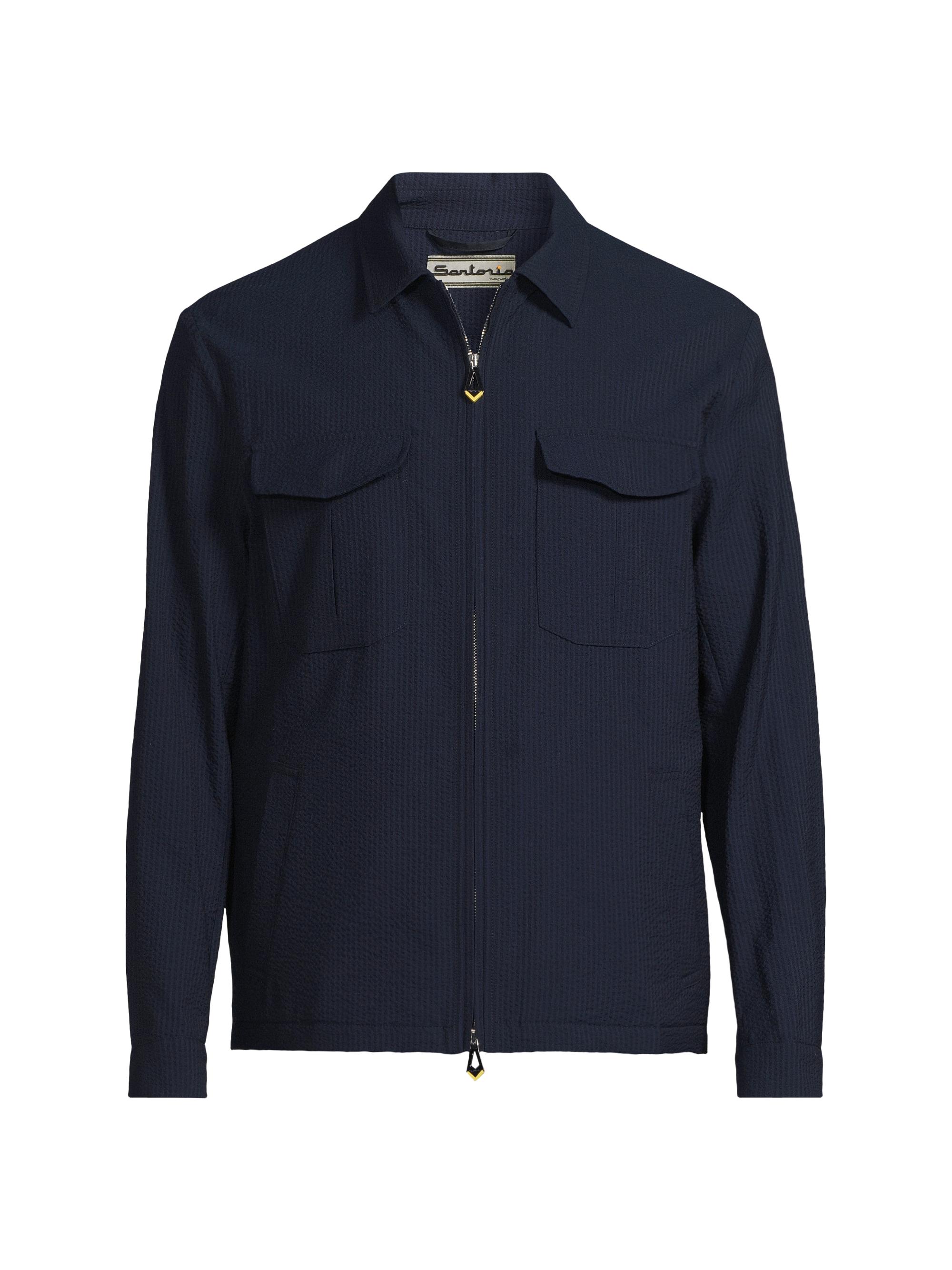 Sartorio Napoli Men's Seersucker Wool-Silk Jacket - Navy