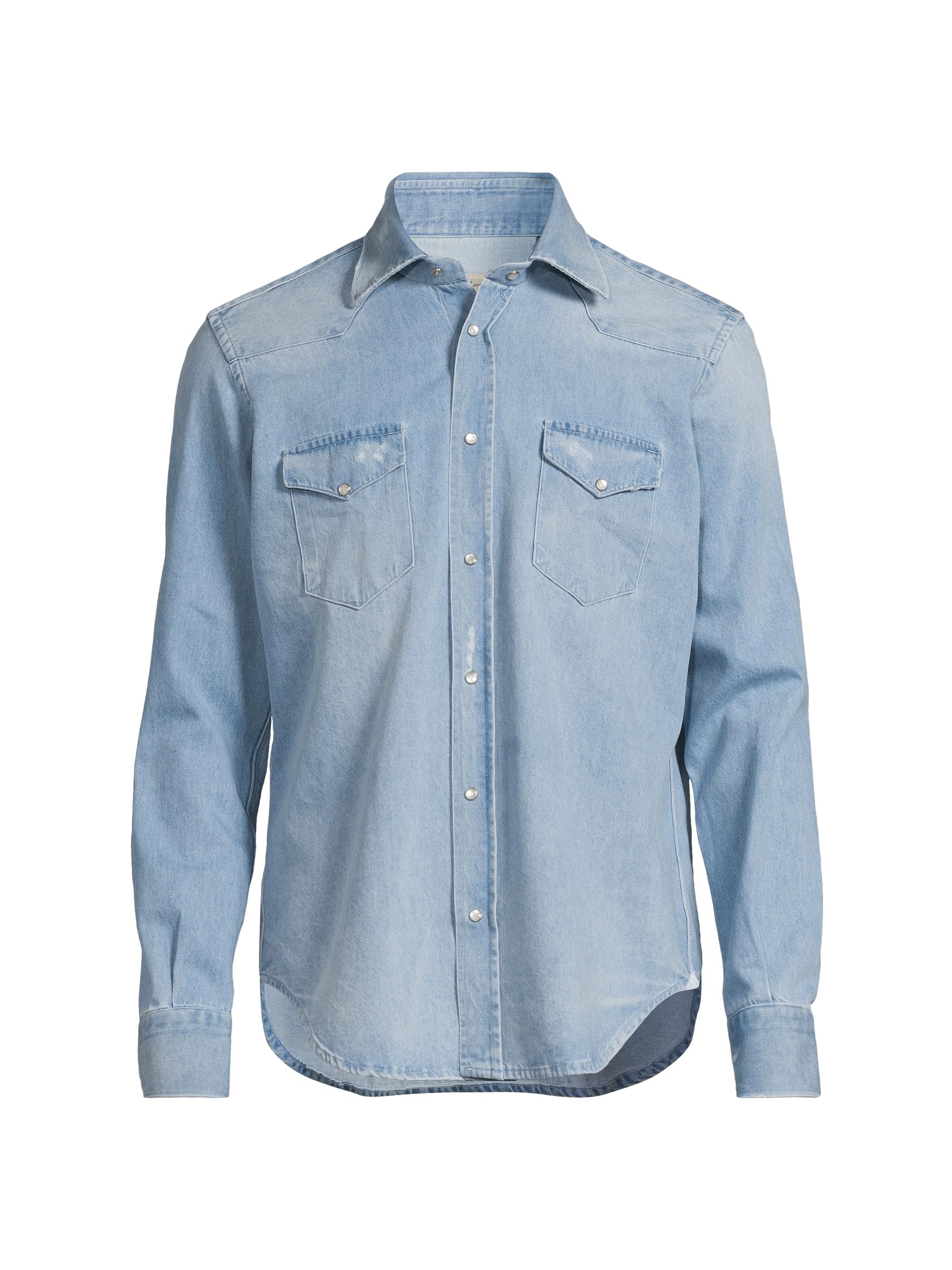 Sartorio Napoli Men's Western Denim Shirt - Blue