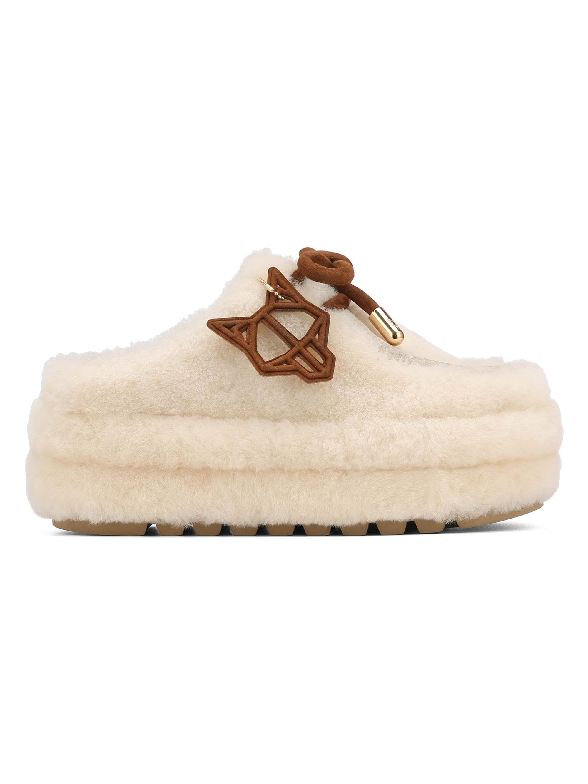 Naked Wolfe Women's Blizzard Suede Shearling Slip-On Shoes - Tan