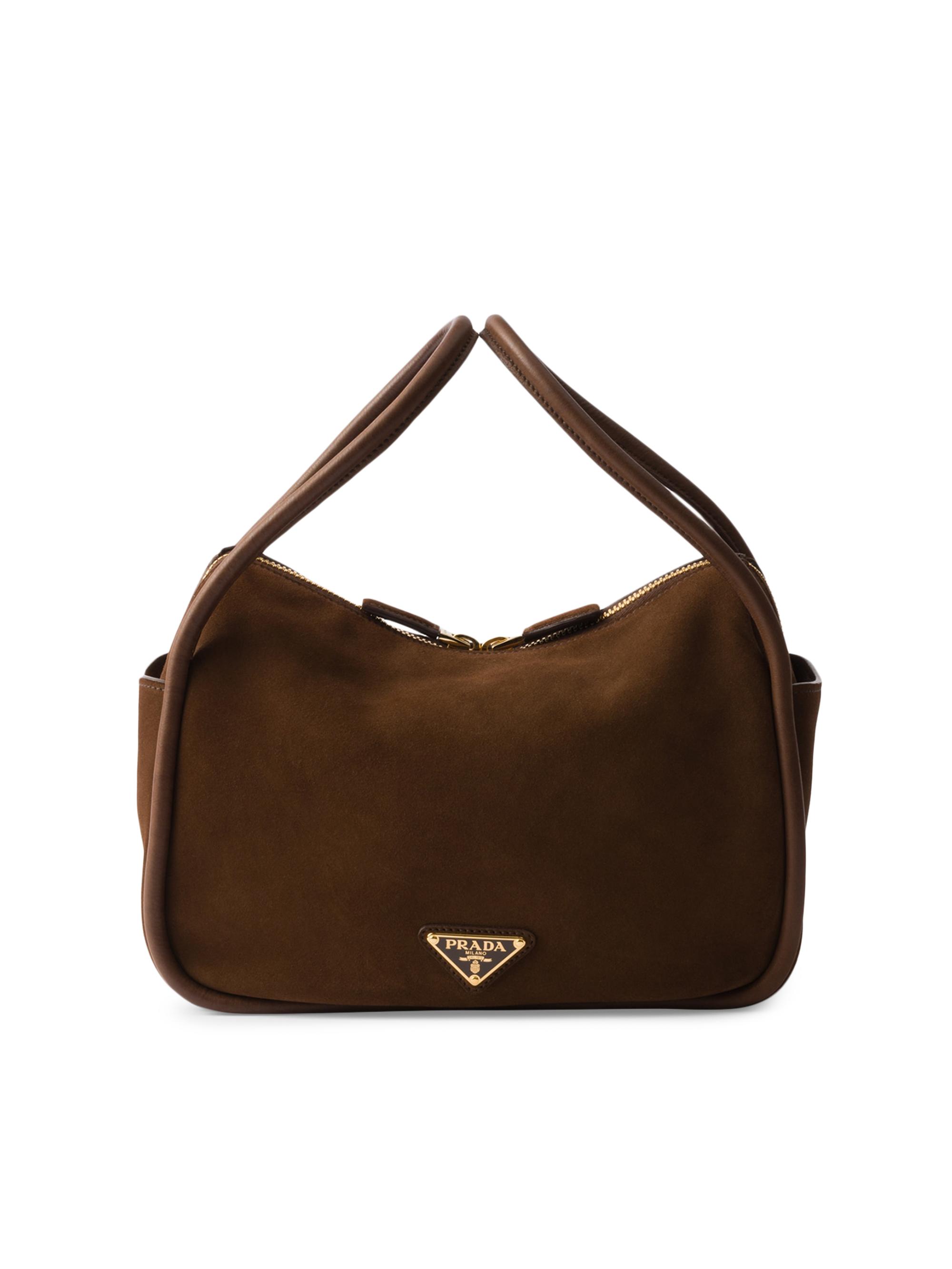 Prada Women's Darling Suede Top Handle Bag - Brown