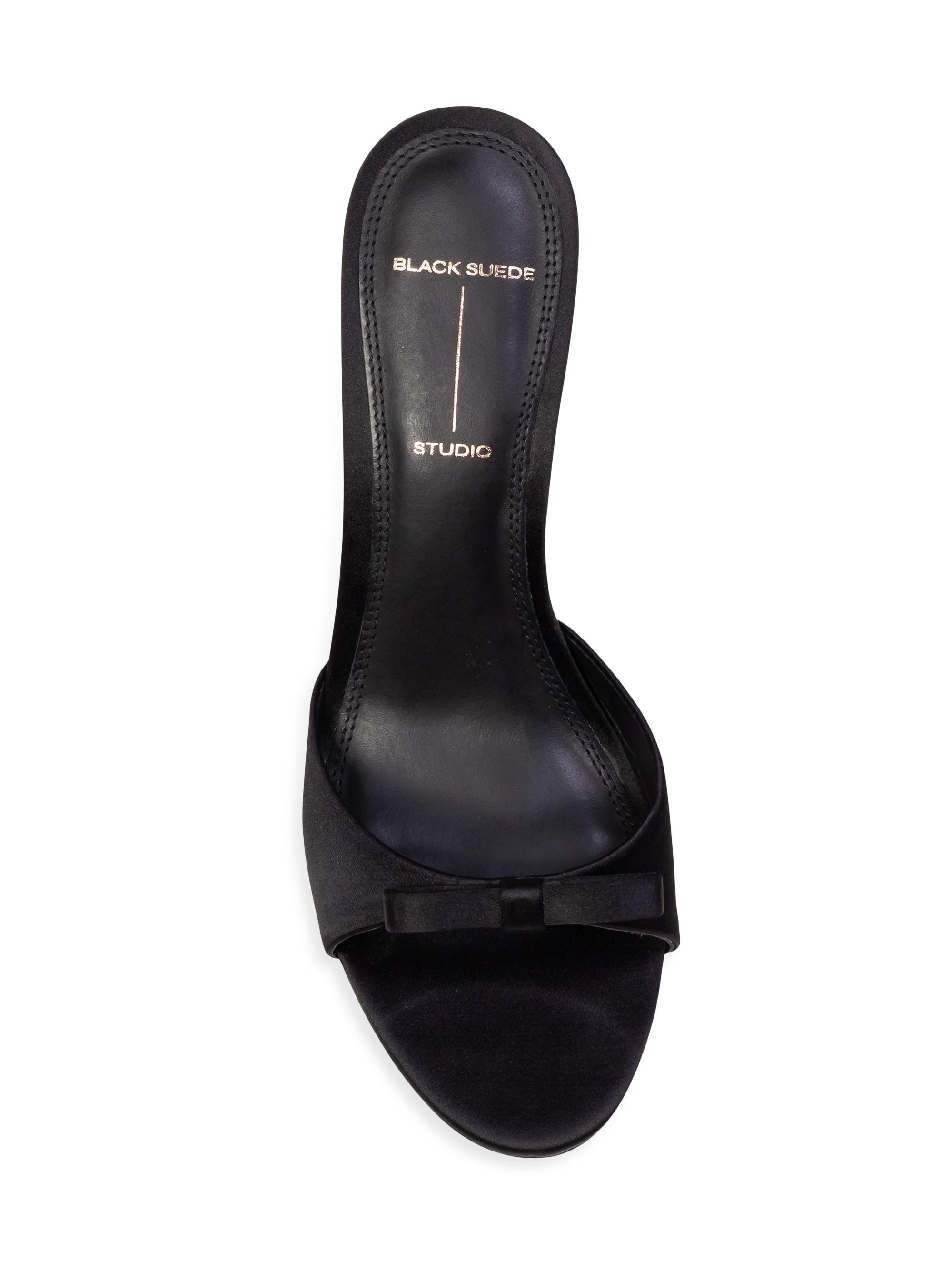 Black Suede Studio Albie 65MM Satin Mules | Saks Fifth Avenue