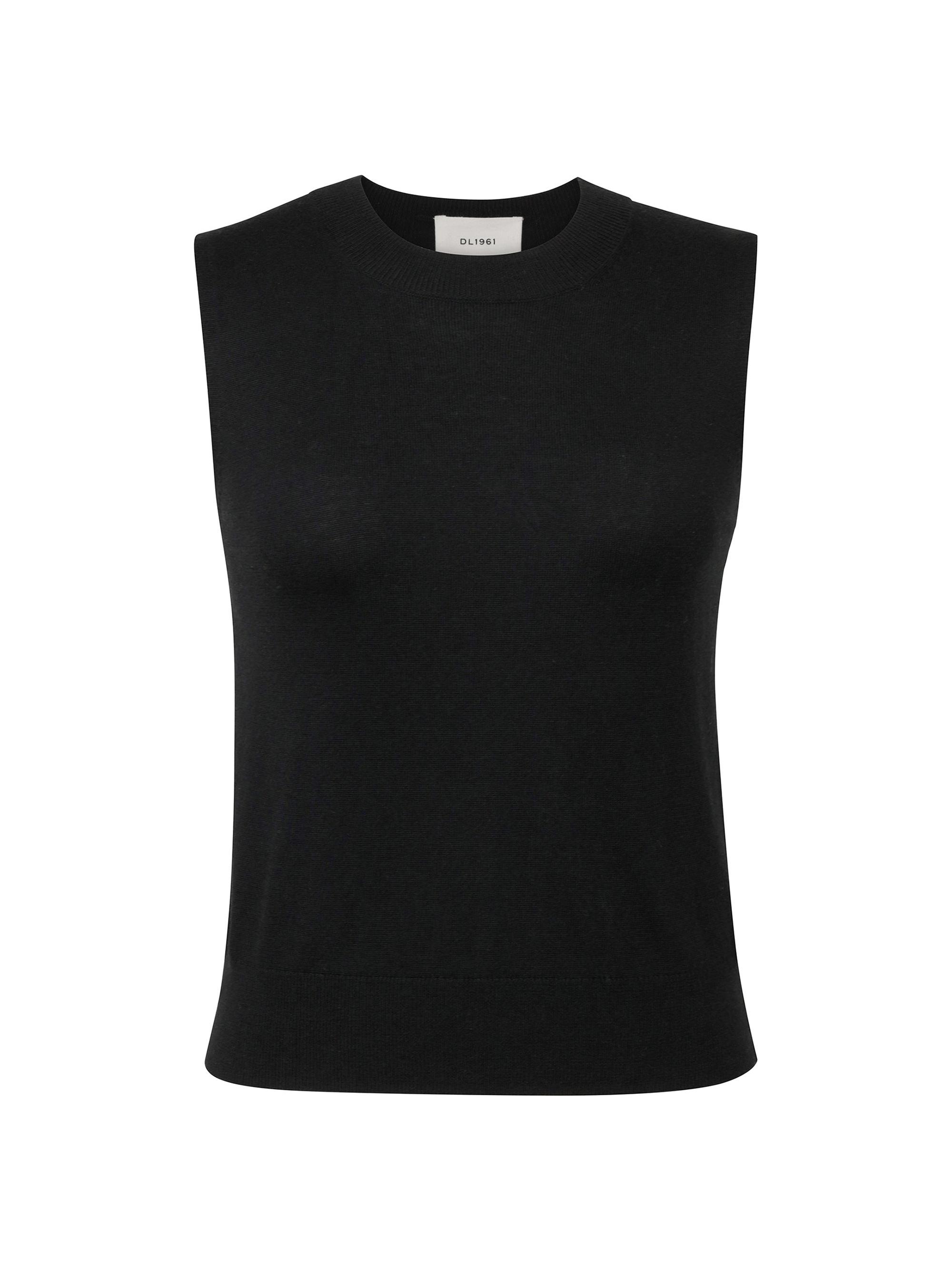 DL1961 Women's Sleeveless Knit Crewneck Top - Black