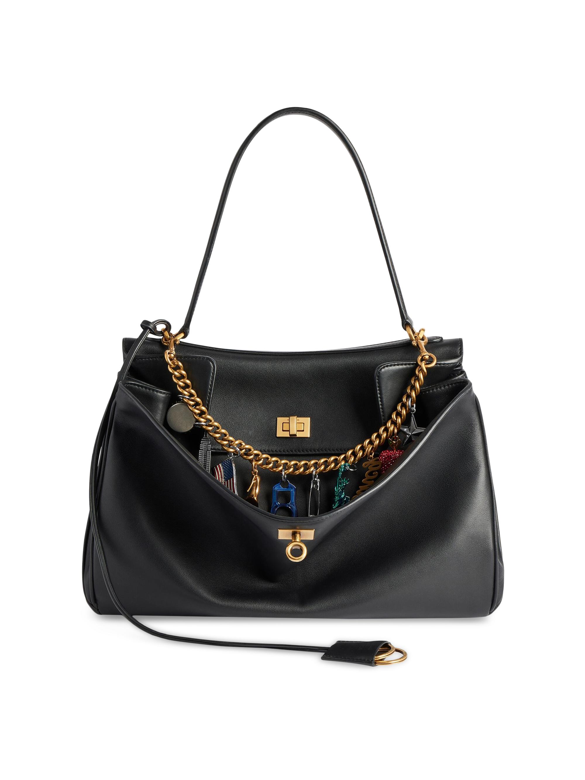 Balenciaga Women's Rodeo  Handbag with NY Souvenirs Charms - Black