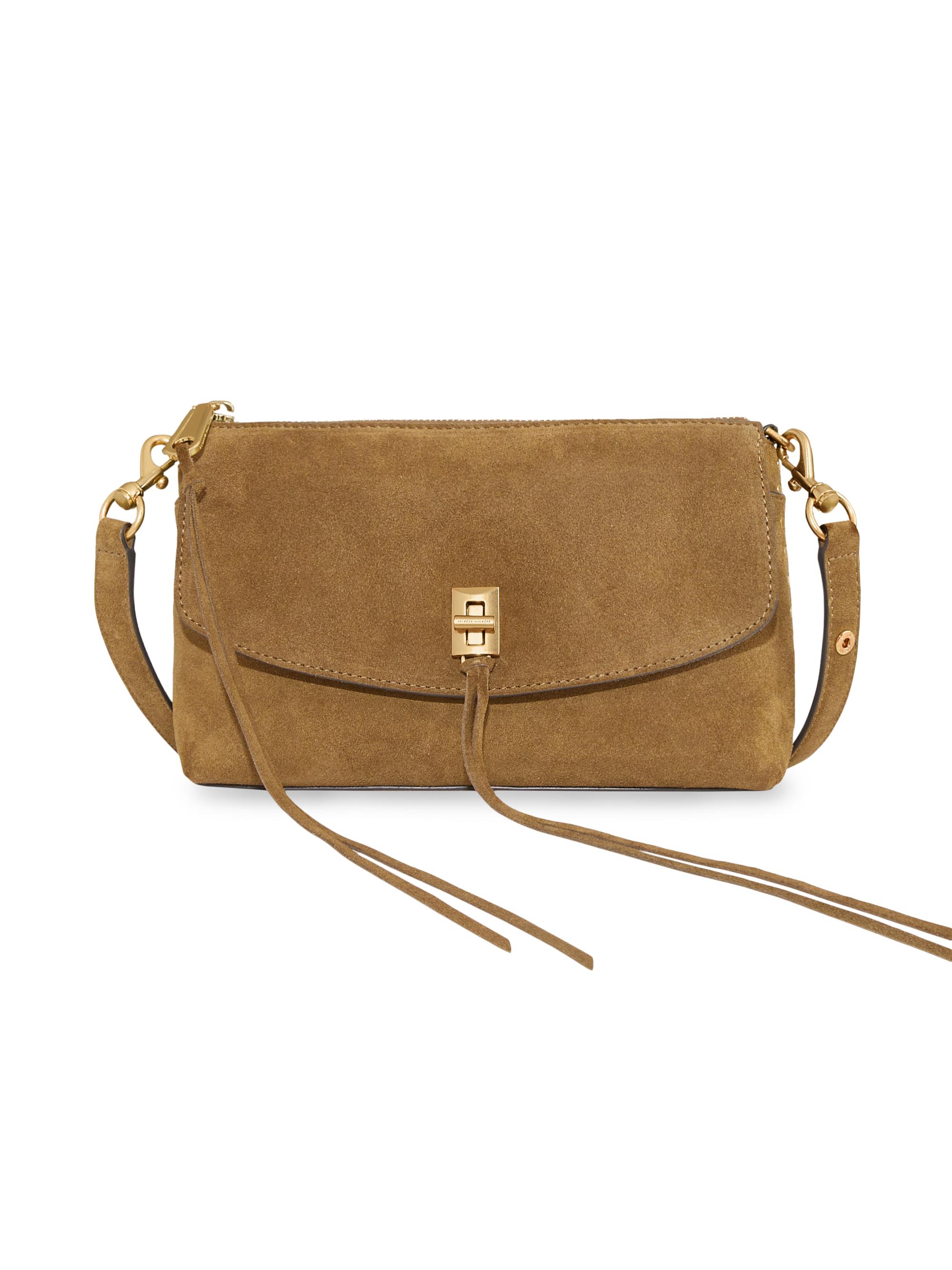 Rebecca Minkoff Women's Darren Suede Top-Zip Crossbody Bag - Honey