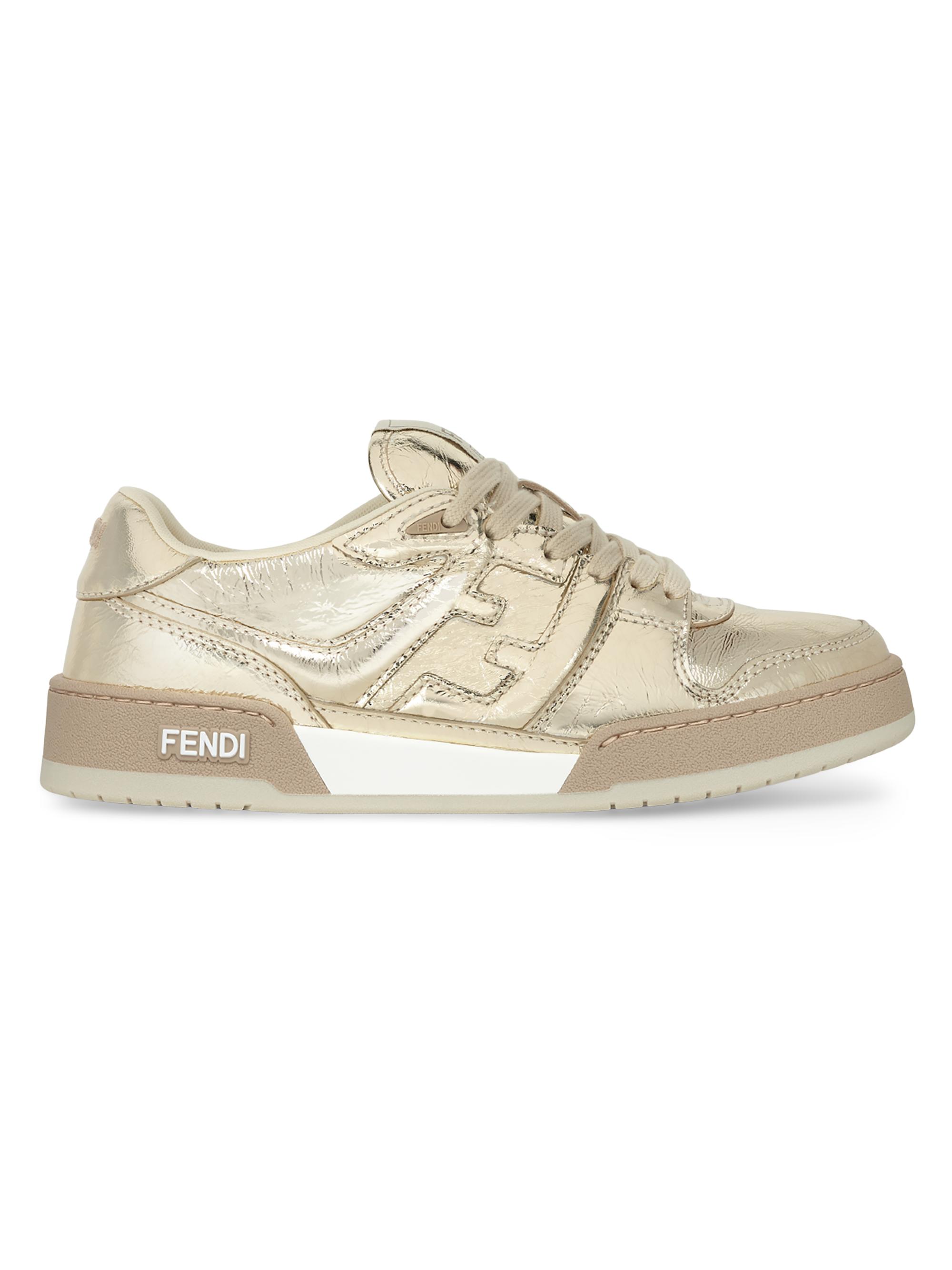 Fendi Women's Match Metallic Leather Low-Top Sneakers - Light Gold
