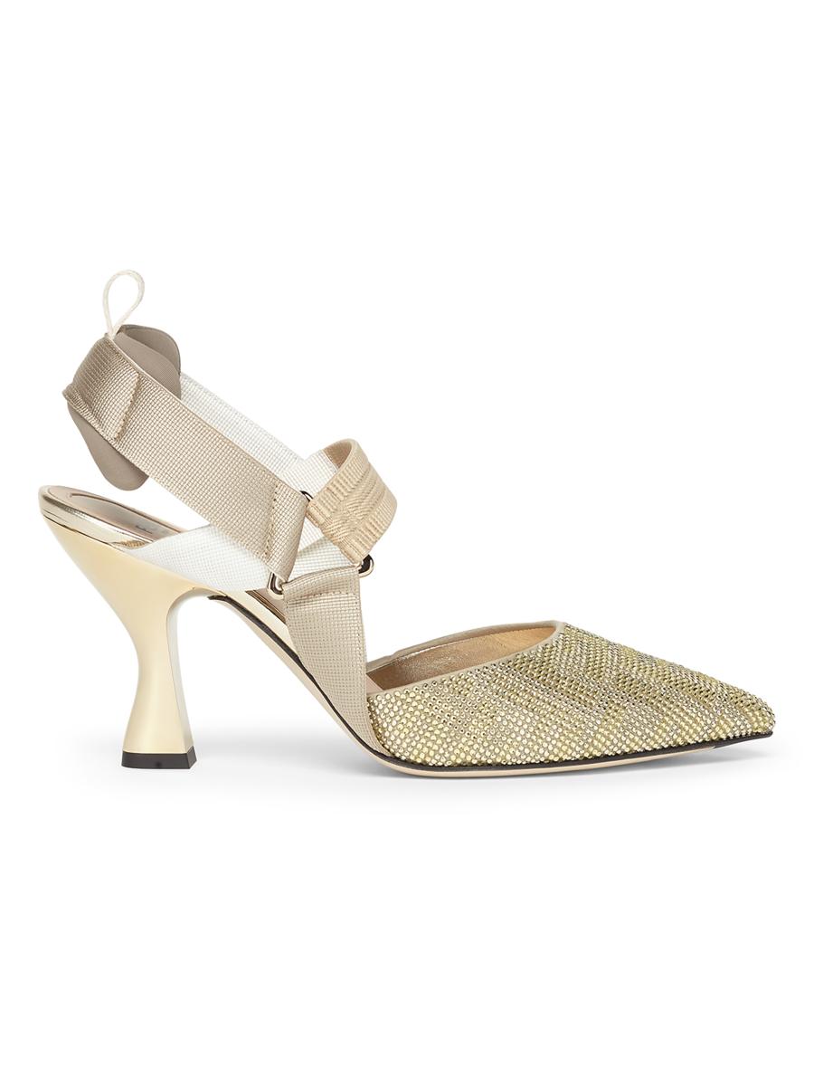 Fendi 55MM Crystal FF Logo Slingback Pumps | Saks Fifth Avenue