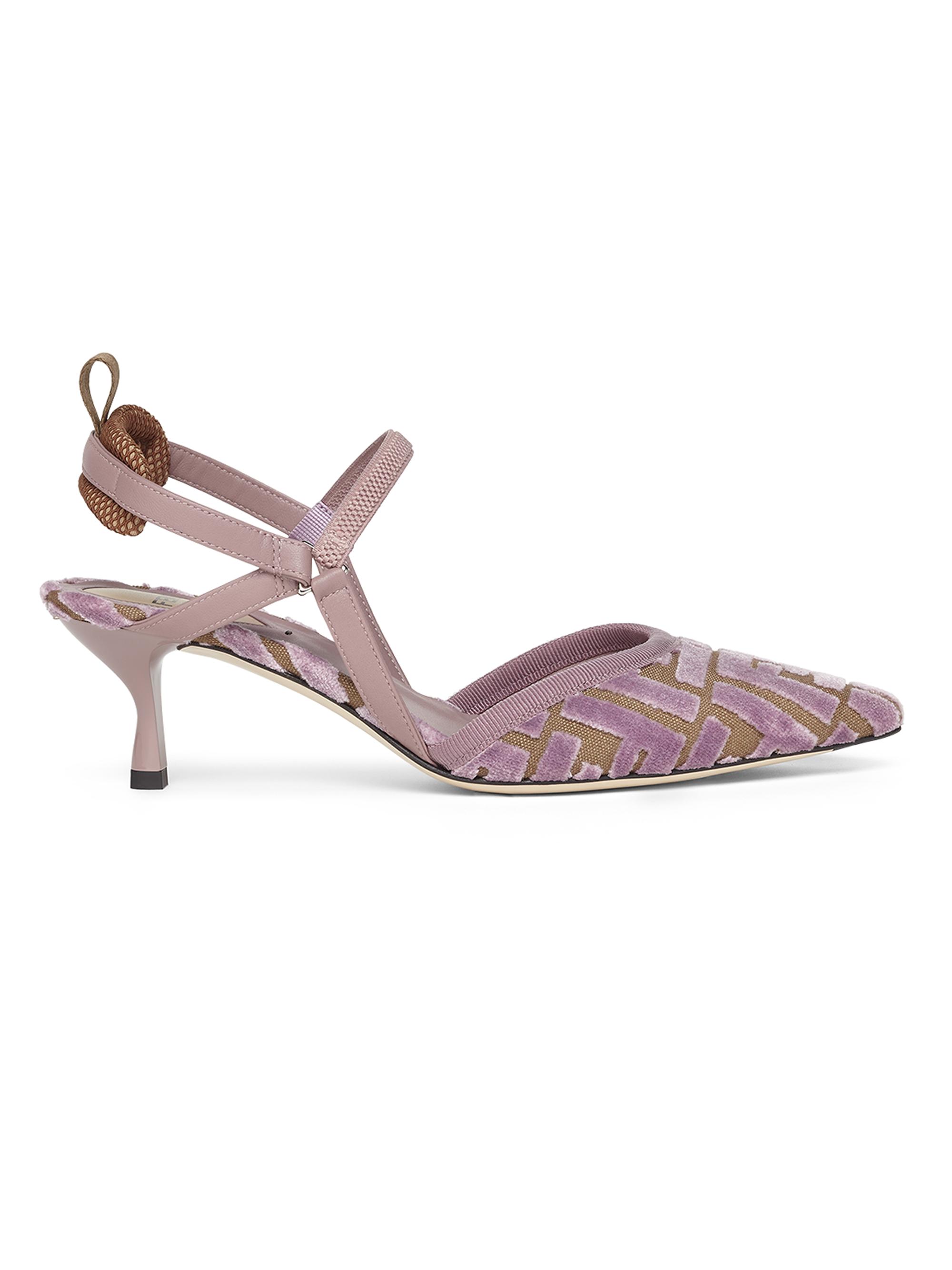 Fendi Women's 55MM Velvet FF Logo Slingback Pumps - Beige Mauve