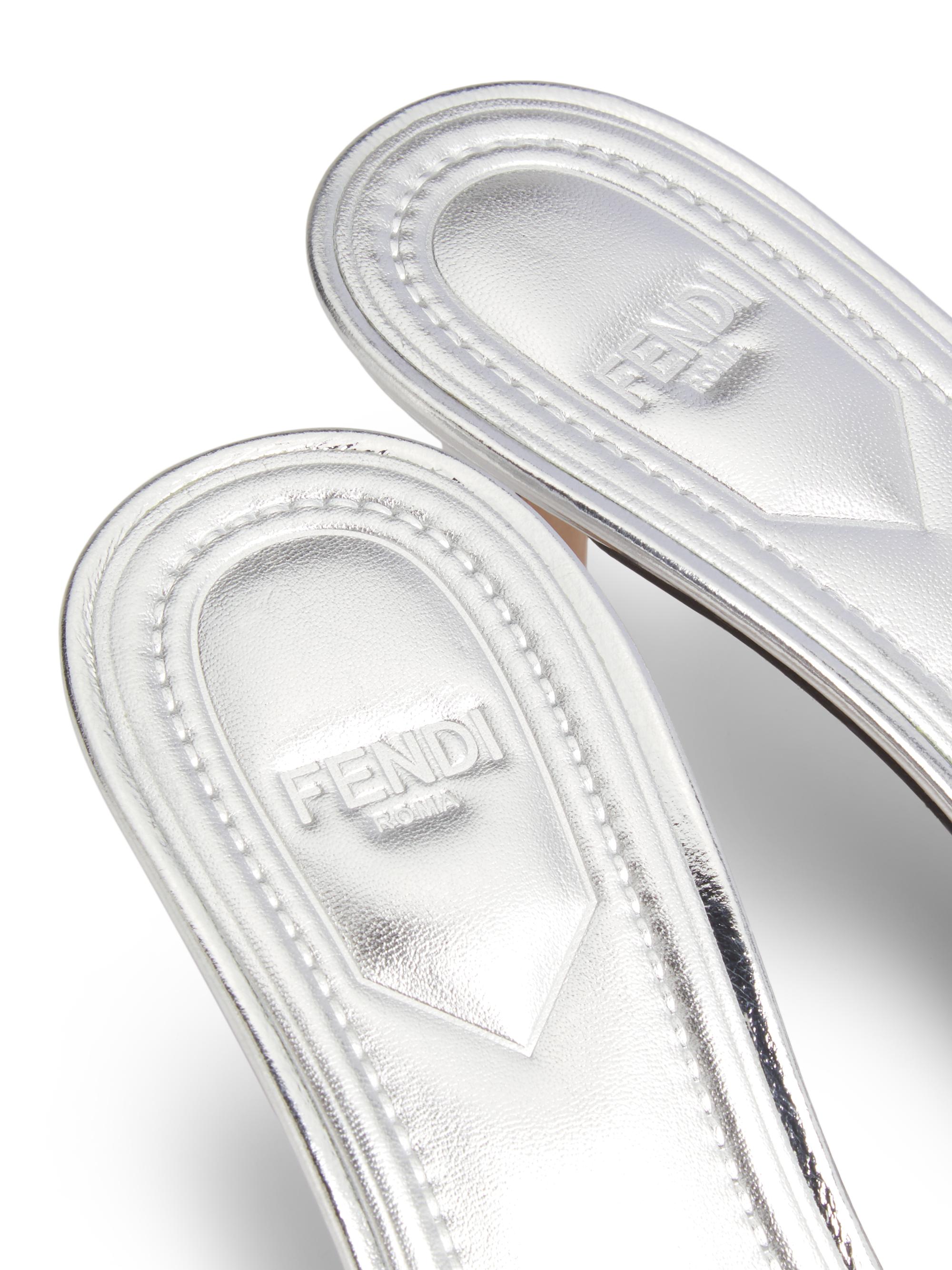Fendi Fold 55MM Logo Metallic Leather Sandals | Saks Fifth