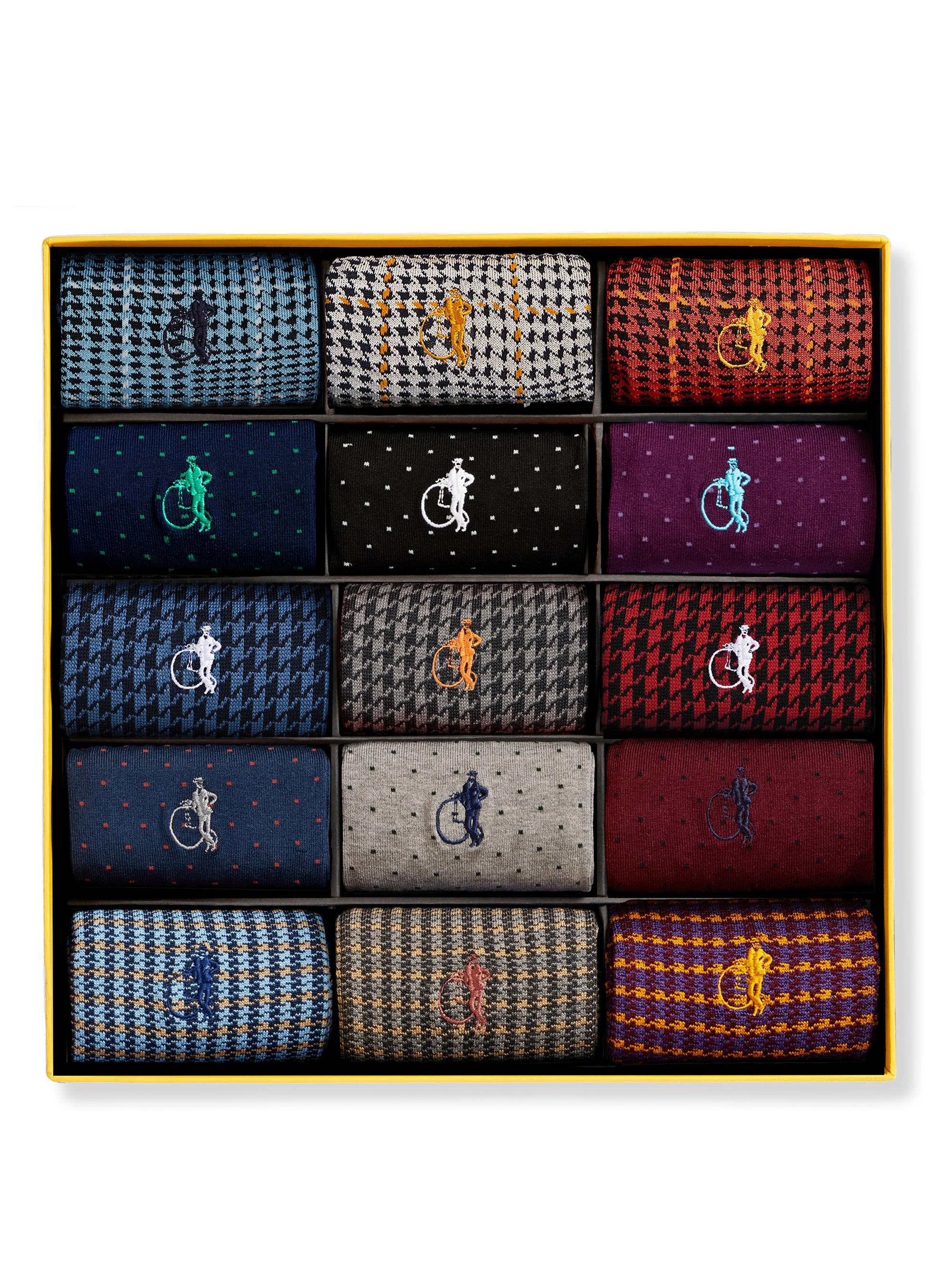 London Sock Company Men's Designer Collection Mixed Print 15-Pack Set - Mixed