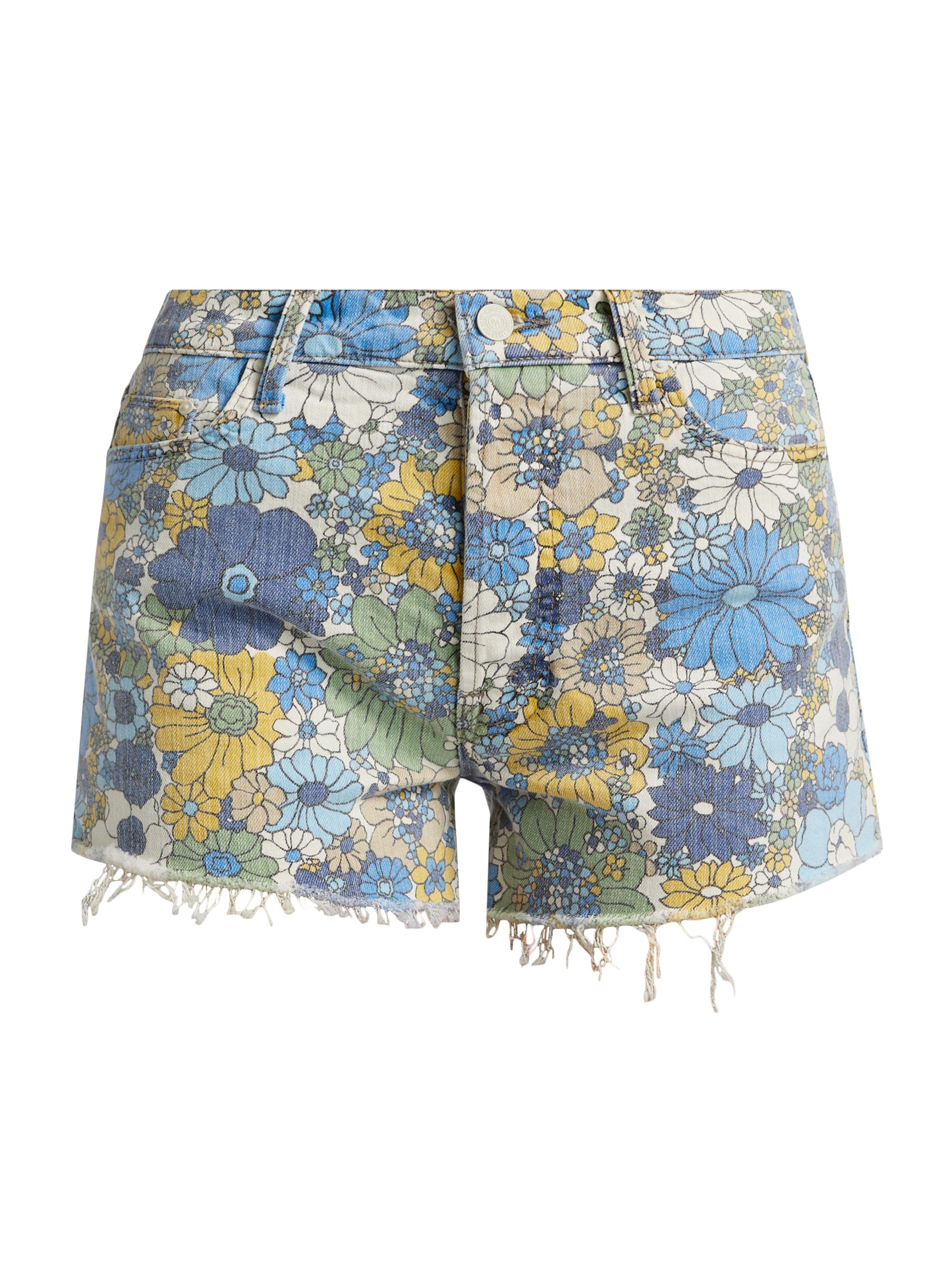 Mother Women's The Tomcat Kick Fray Denim Shorts - Dirtbike Flowers
