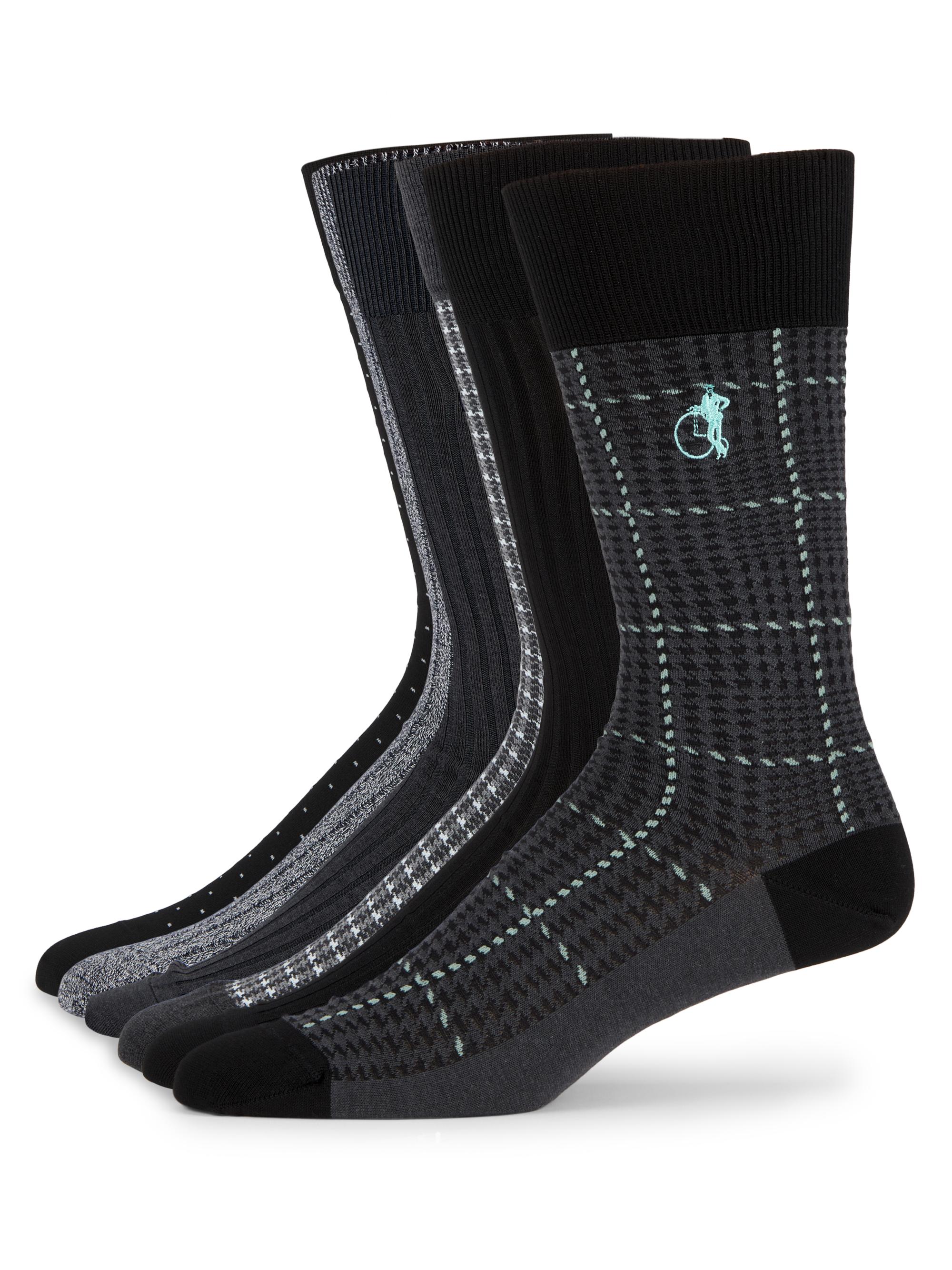 London Sock Company Men's Dash of Class Mid-Calf Socks 6-Pack - Slate Multi