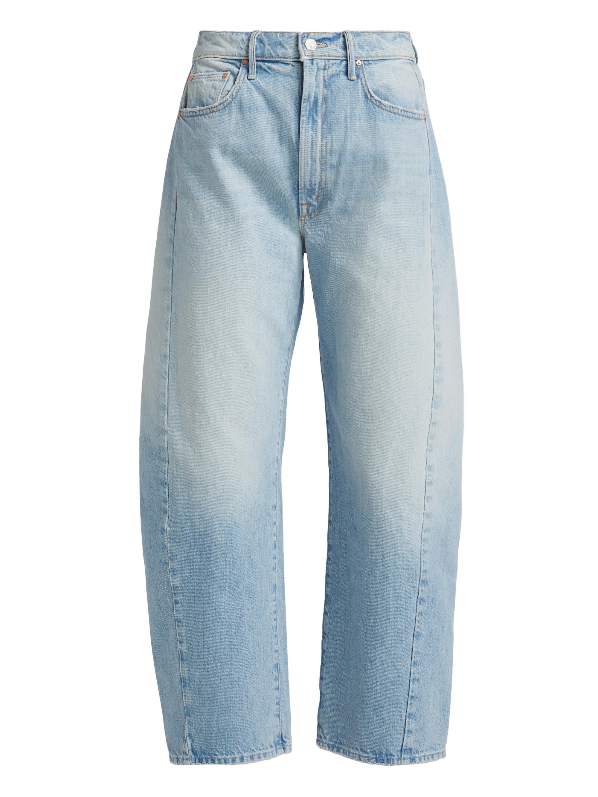 Mother Women's The Full Pipe Flood High-Rise Seamed Barrel-Leg Jeans - Back Pedal