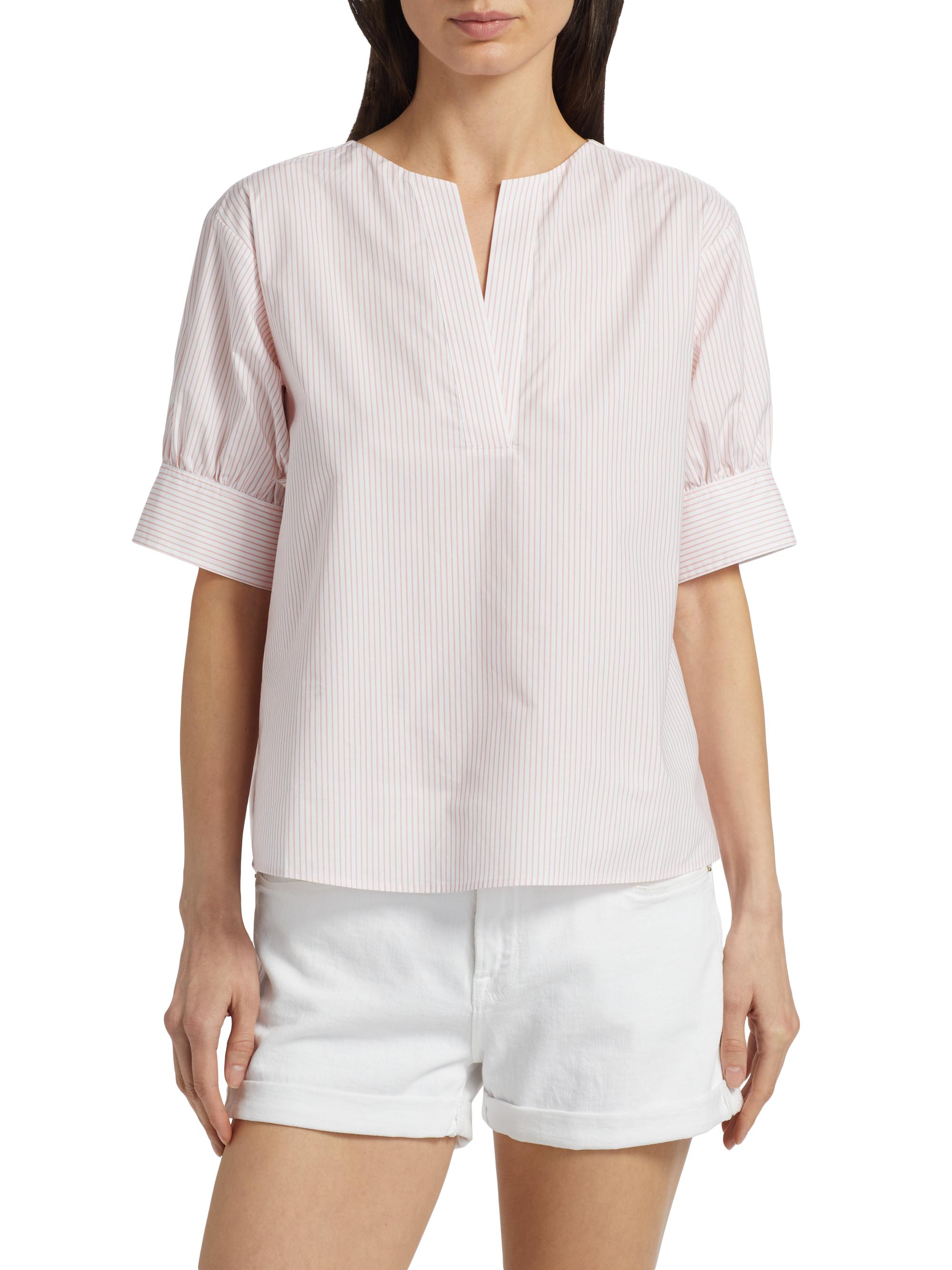FRAME V-Neck Popover Cotton Top | Saks Fifth Avenue