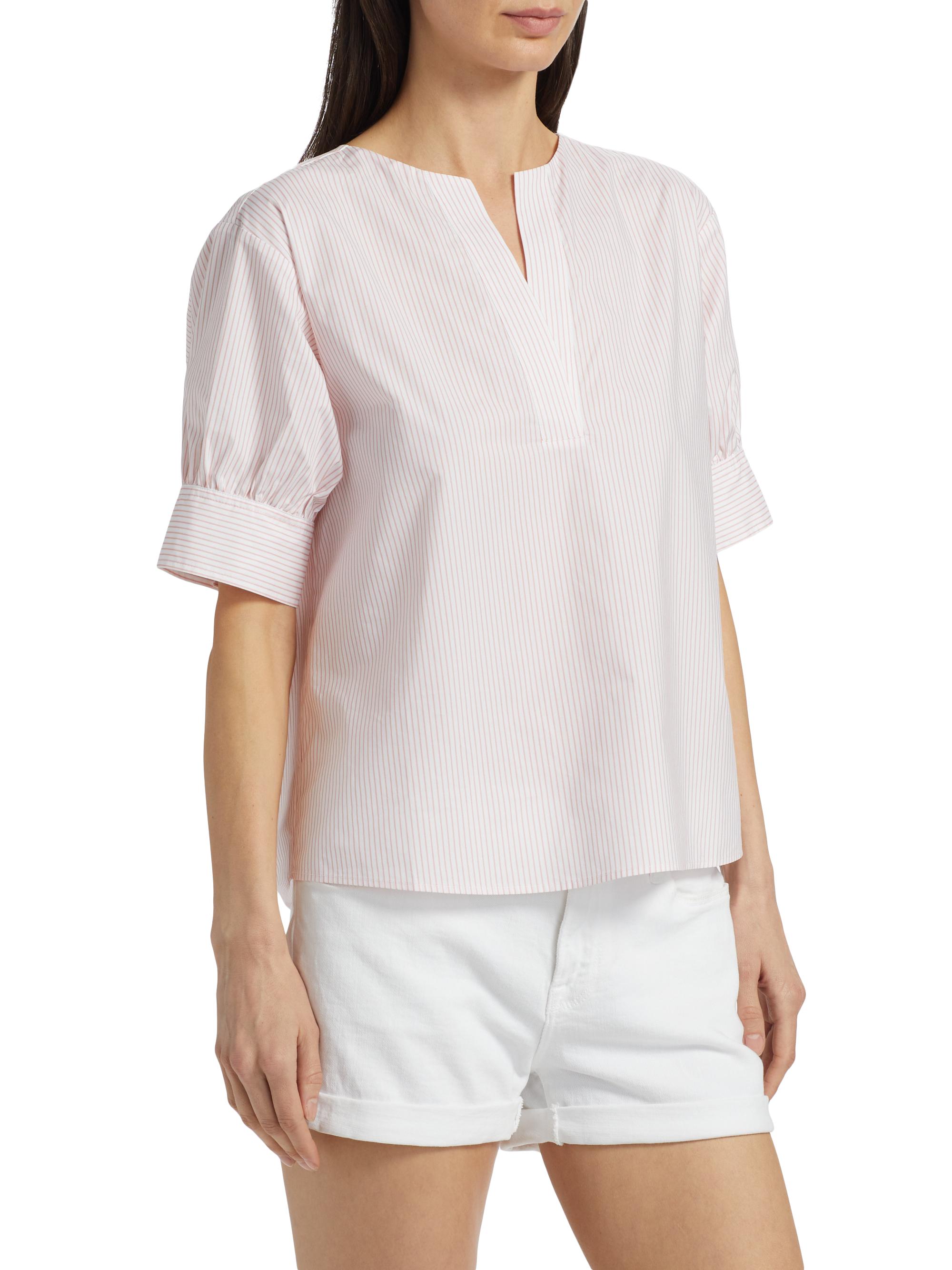 Frame V-Neck Popover Cotton Top | Saks Fifth Avenue