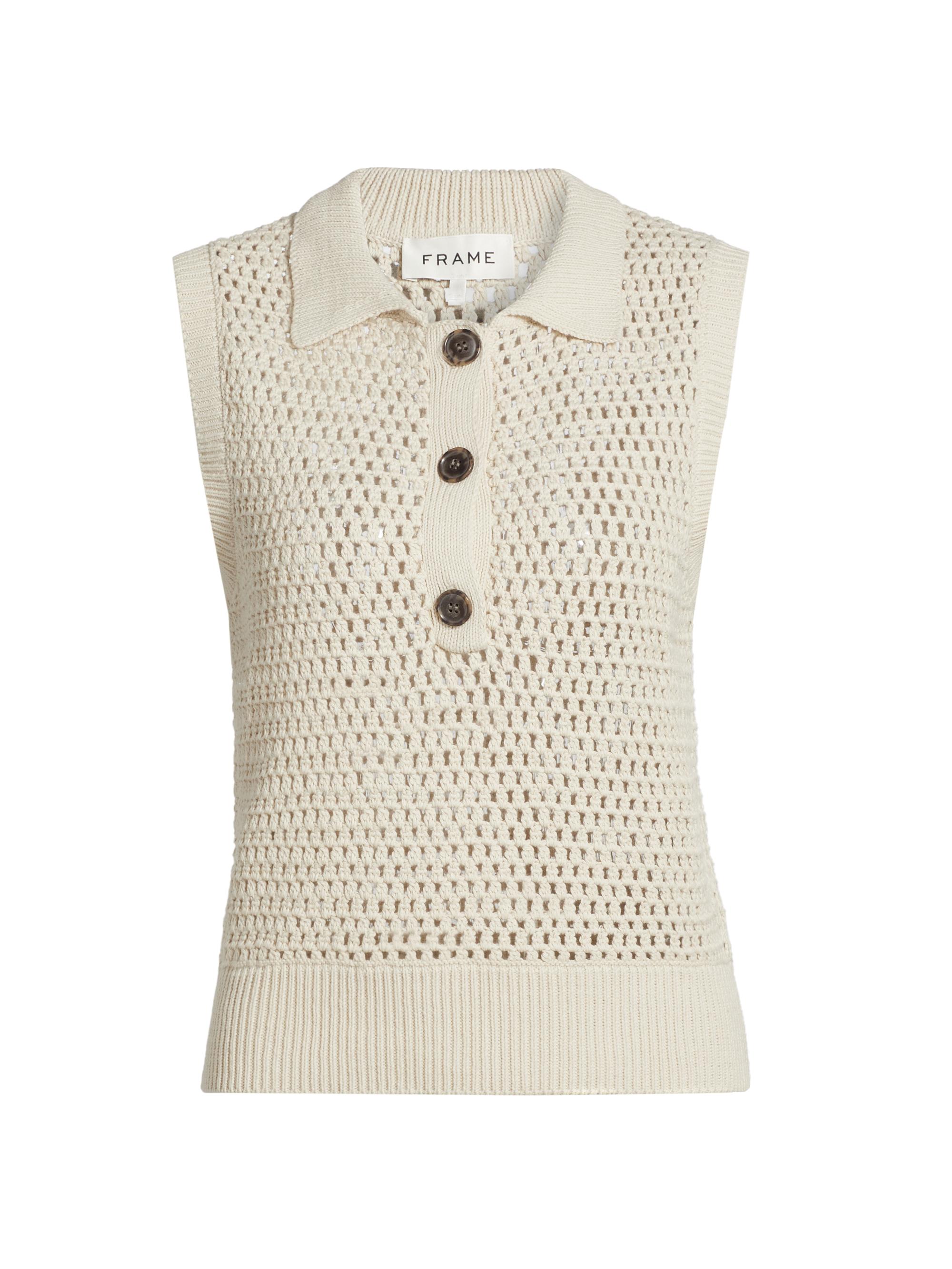 FRAME Women's The Polo Crocheted Cotton Vest - Taupe