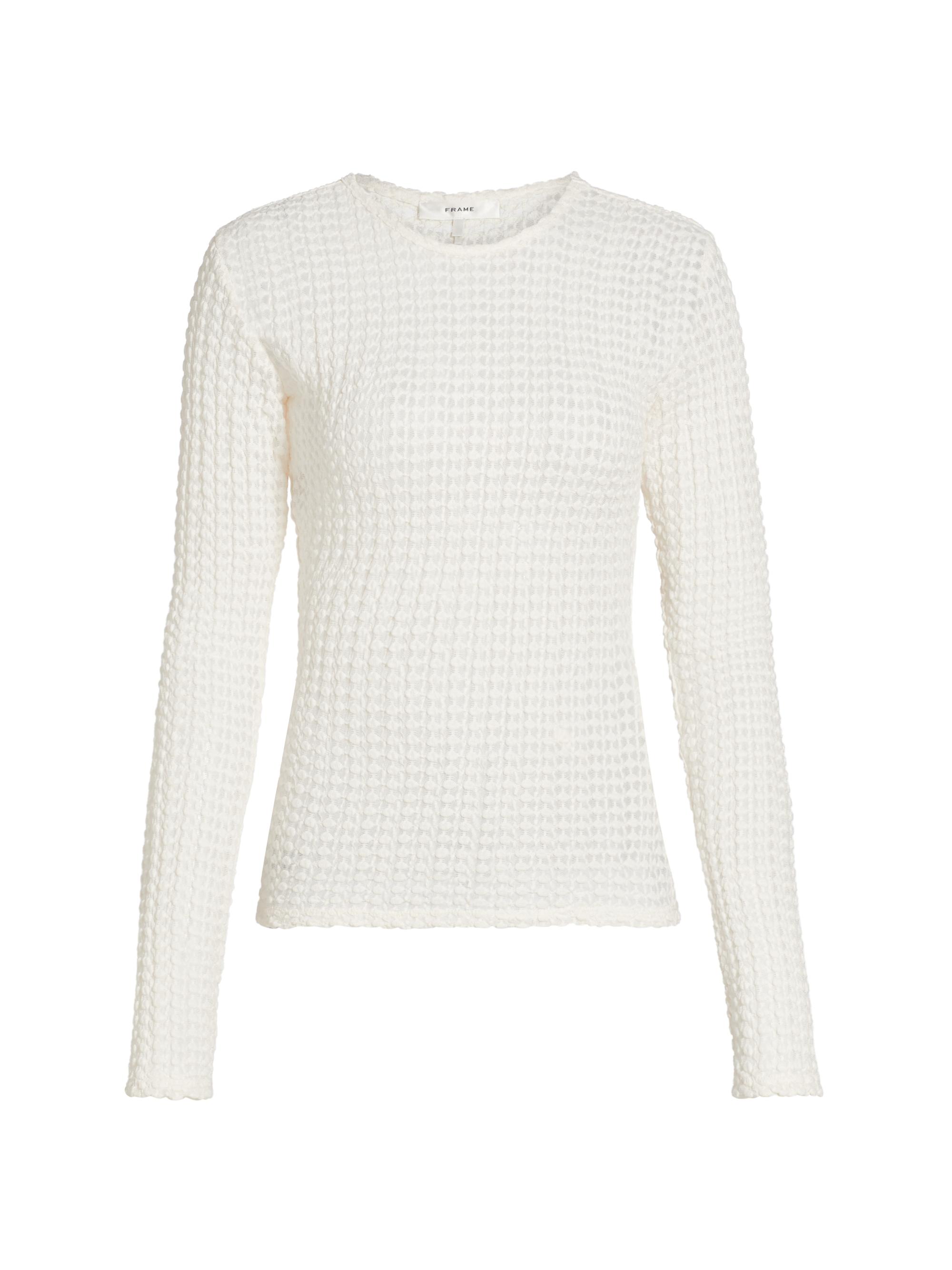 Frame Women's The Popcorn Textured Cotton-Blend Top - Alabaster
