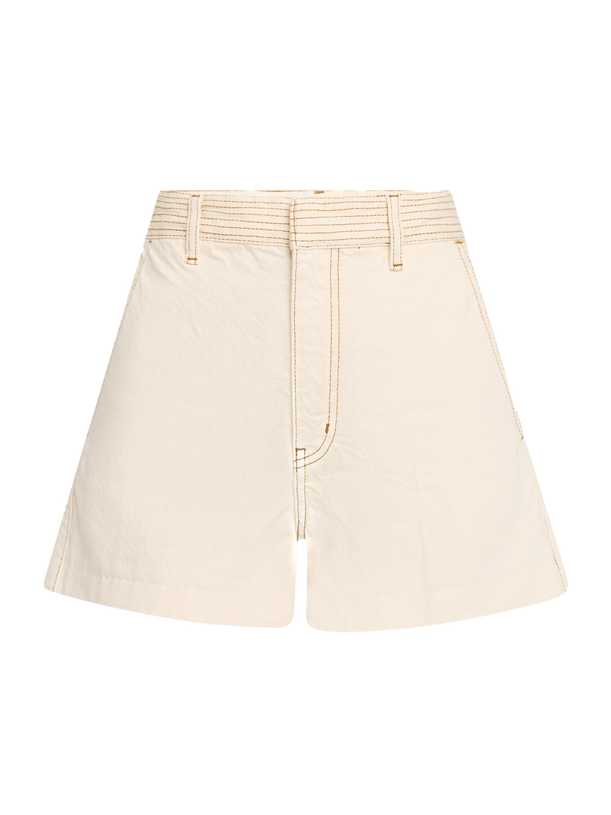 FRAME Women's The Trapunto Wide-Leg Denim Shorts - Vanilla Bean