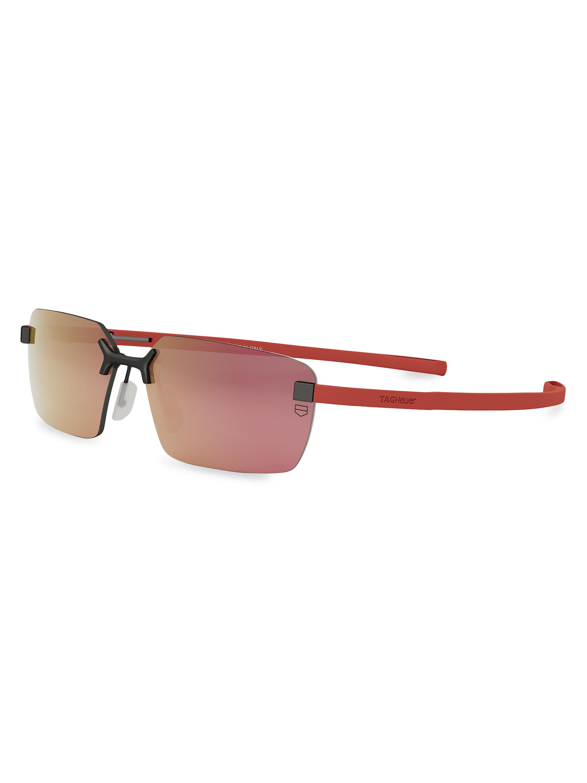 TAG Heuer Men's Flex 60MM Rectangular Sunglasses - Red