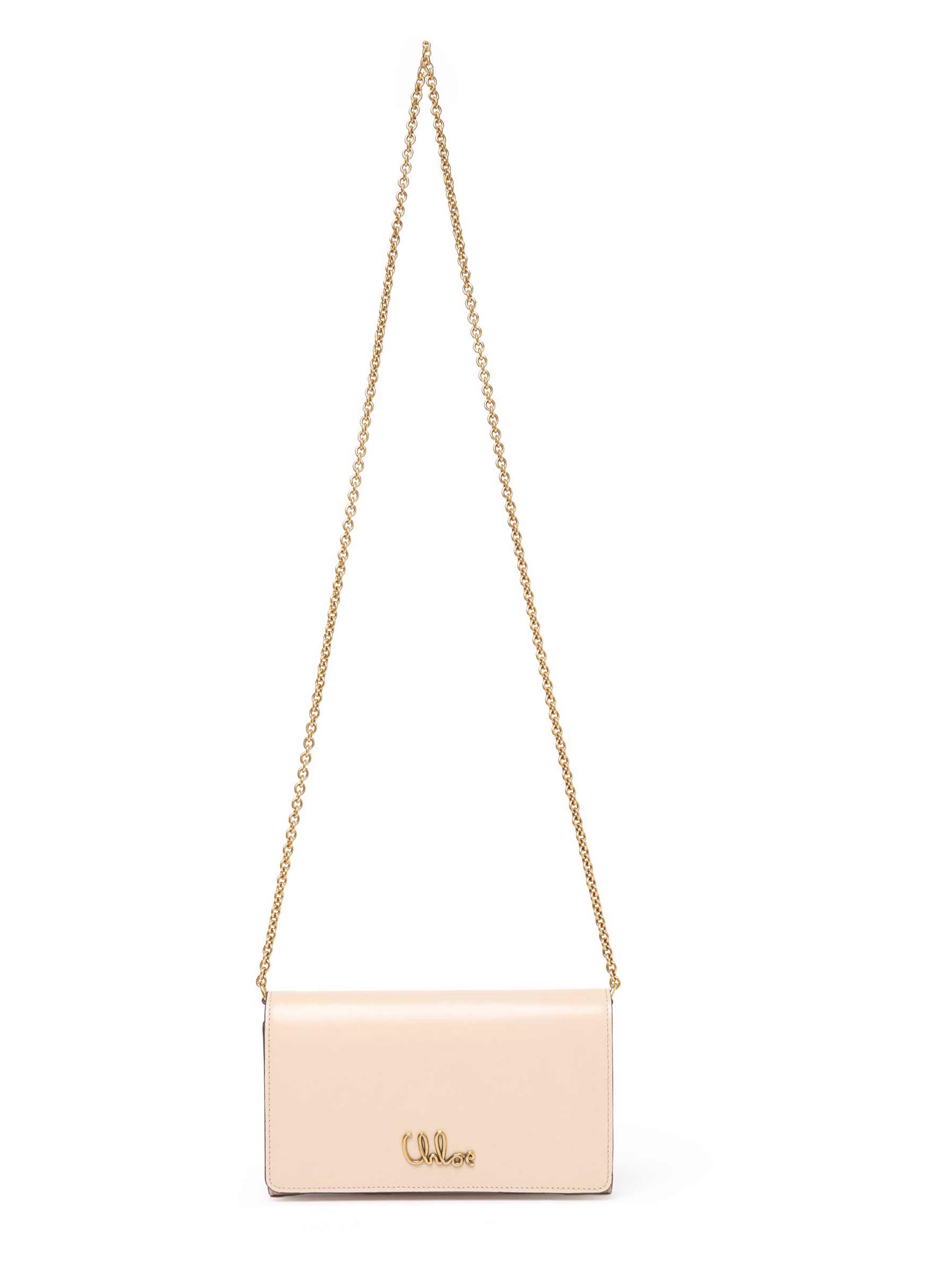 Chloe Chloé Symbols Banana tag in metallized leather Shiny Grey