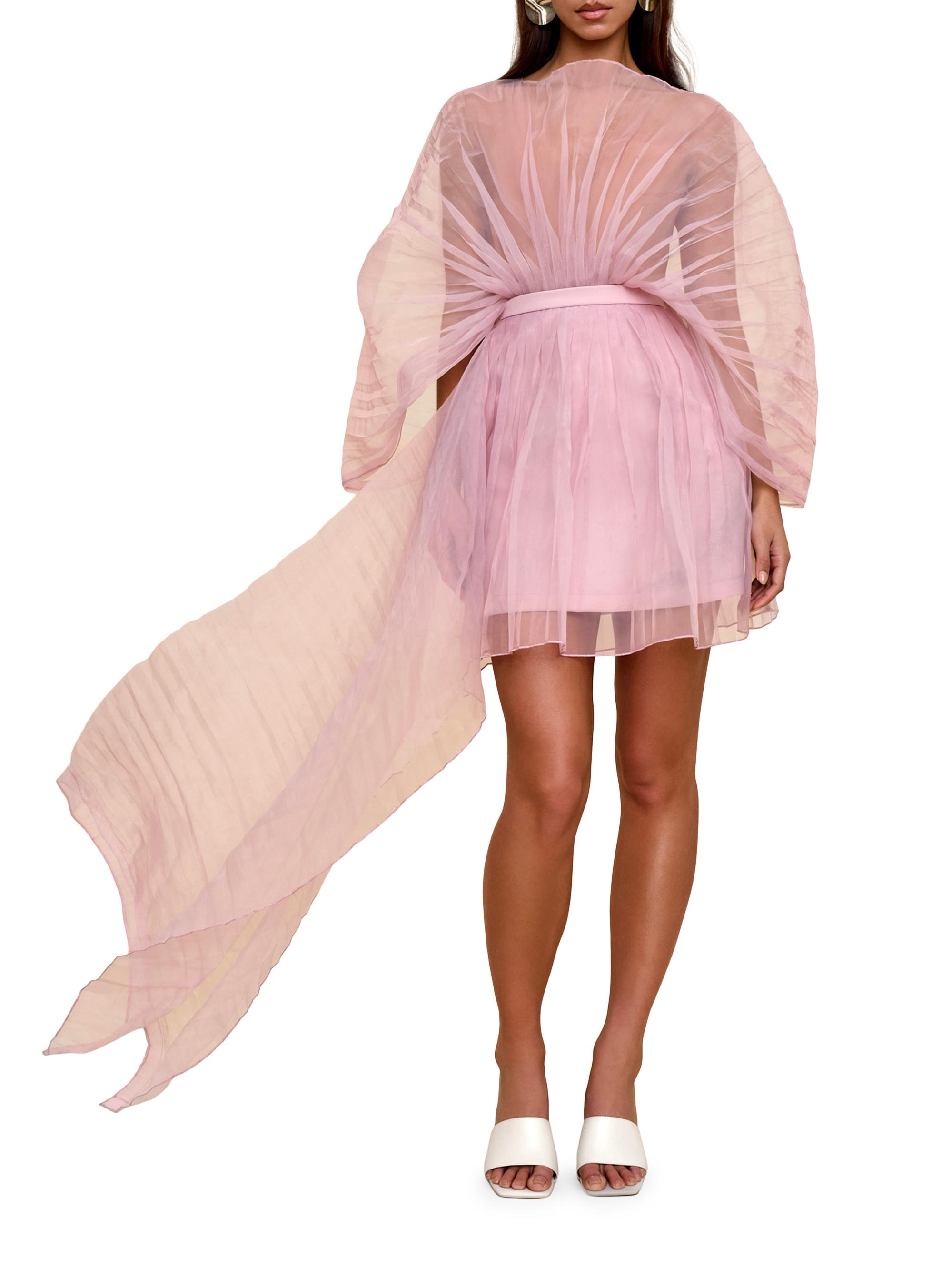 mame　24ss メッシュ　フレア　トップス　ピンク Andrea Iyamah Ime Organza Miniskirt | Saks Fifth Avenue