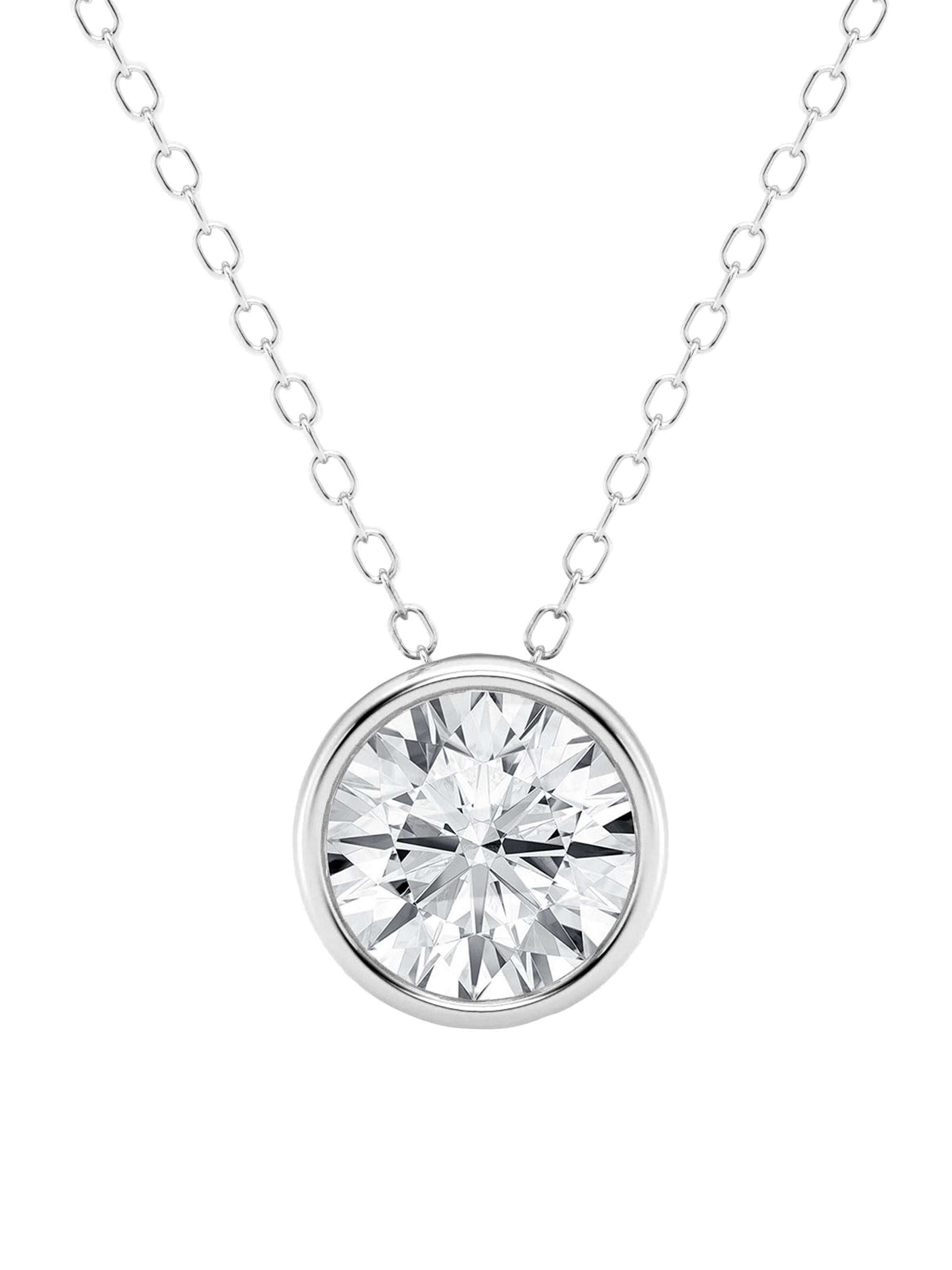 Saks Fifth Avenue Collection Women's Platinum Or 14K Gold & Natural Diamond Bezel Pendant Necklace/0.50-.00 TCW - Platinum
