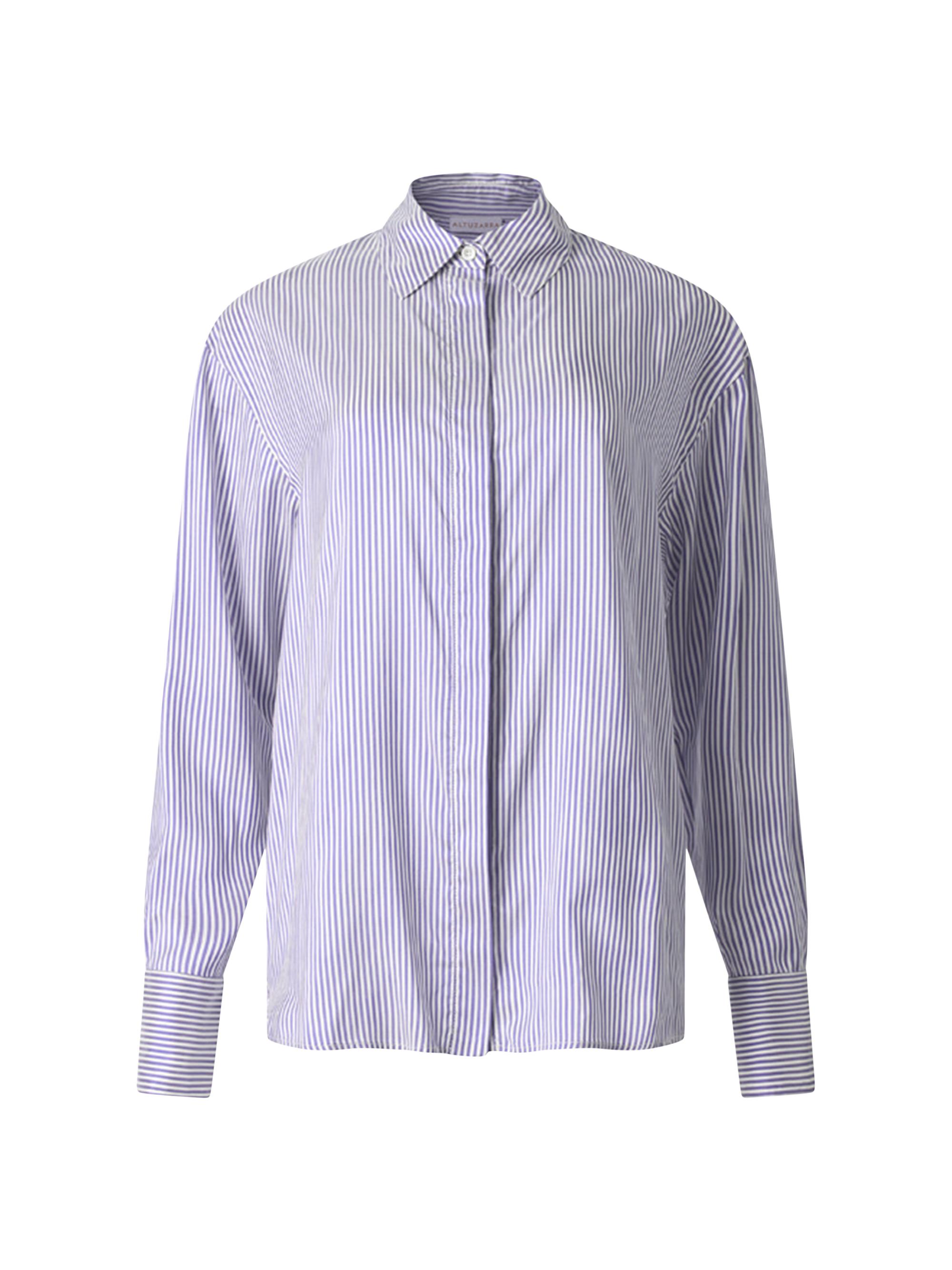 Altuzarra Women's Chika Striped Silk Shirt - Bluejay Stripe