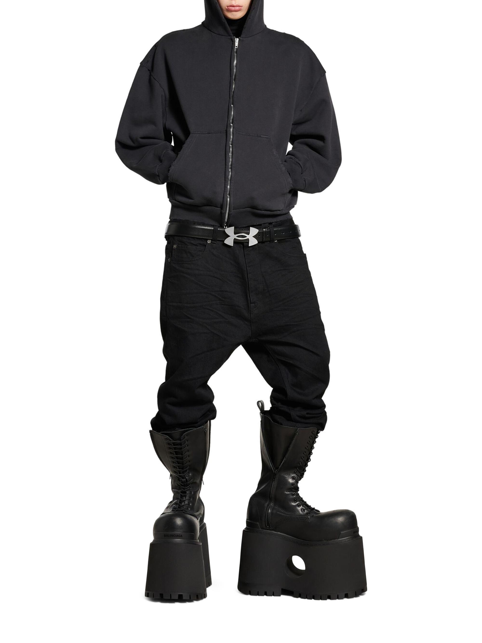 balenciaga パーカー BALENCIAGA】Regular Fit Zip-Up Hoodie Charcoal (BALENCIAGA