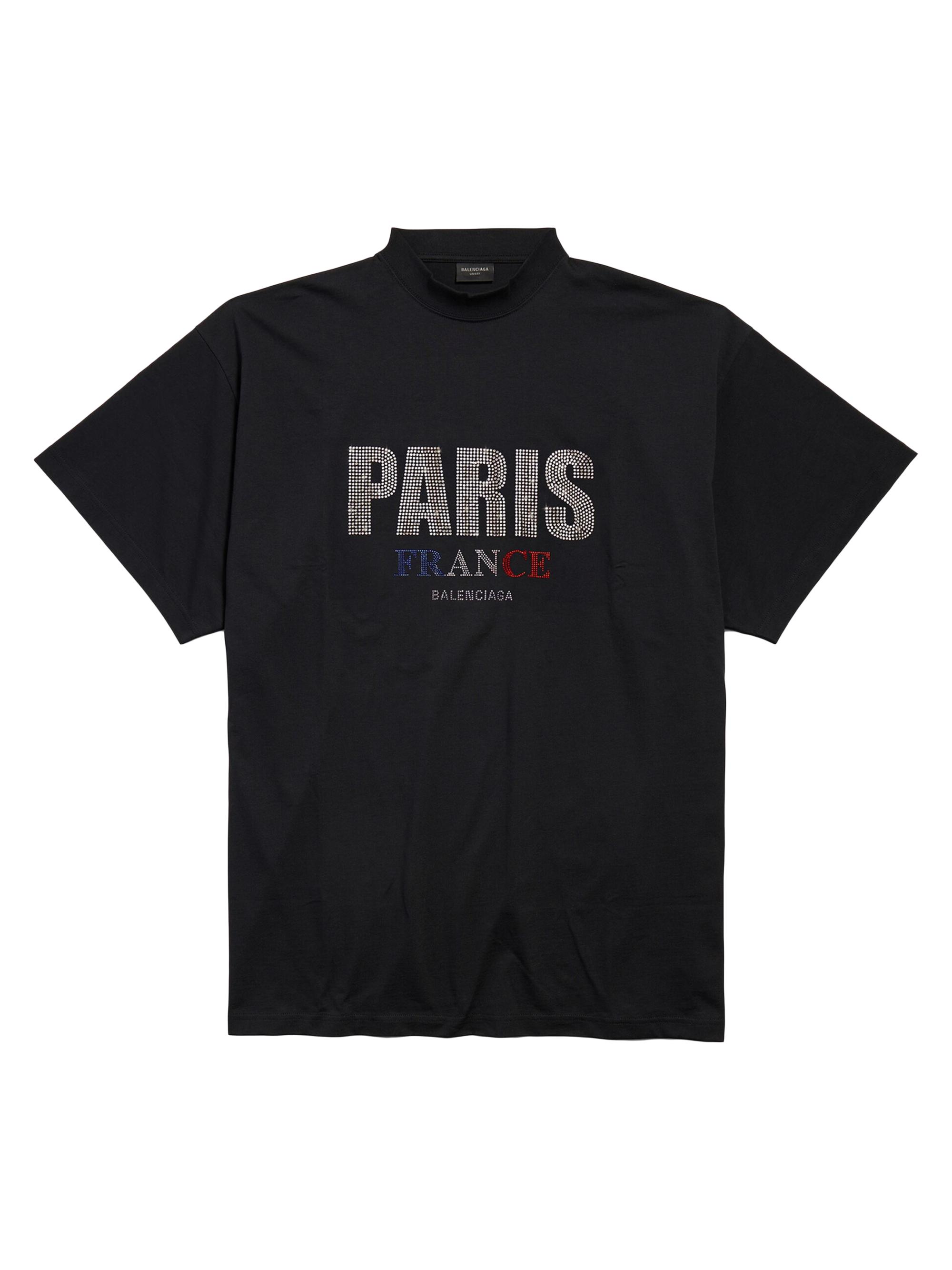 Balenciaga Paris Strass T-Shirt Oversized - Black