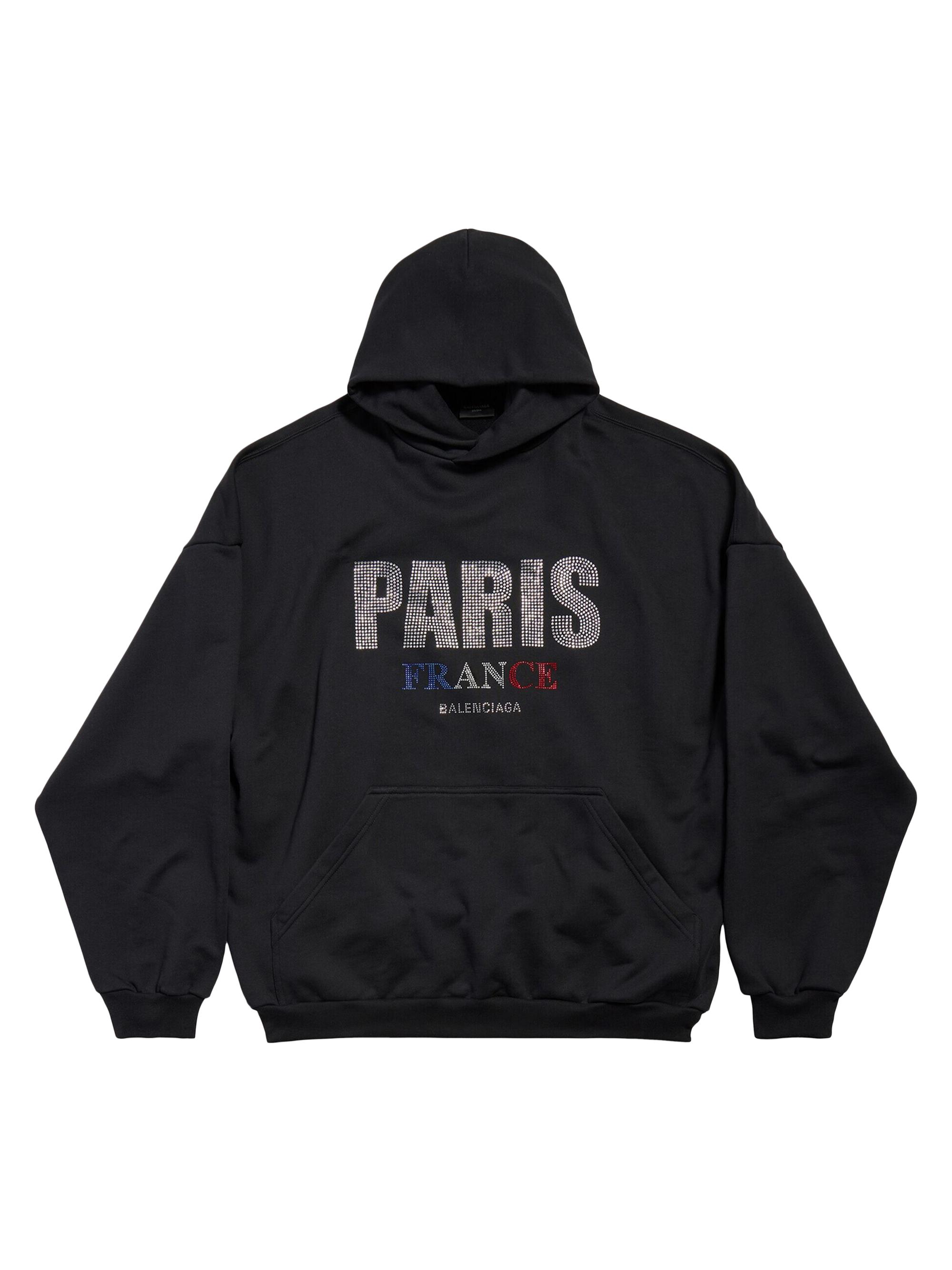 Balenciaga Paris Strass Large Fit Hoodie - Black
