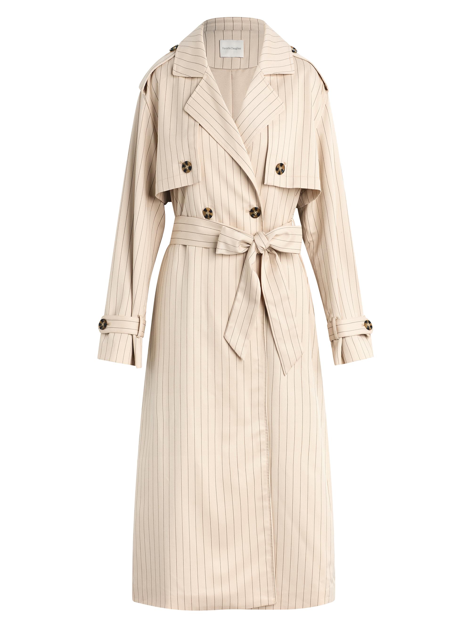 Favorite Daughter Women's The Charles Trench Coat - Warm Sand Pinstripe